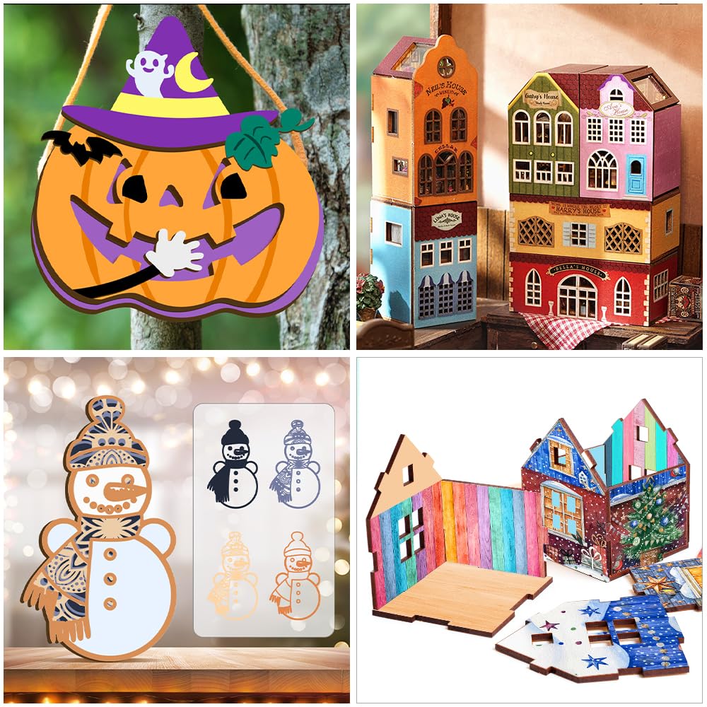 PYD Life 8 Pack Unfinished Wood Sublimation Plywood Board for Crafts,11.8" x 11.8",1/5" Thick(5 mm) White Wood Sheets Blanks Double-Sided Printable for Laser Cutting Machine 40 W PYD Life