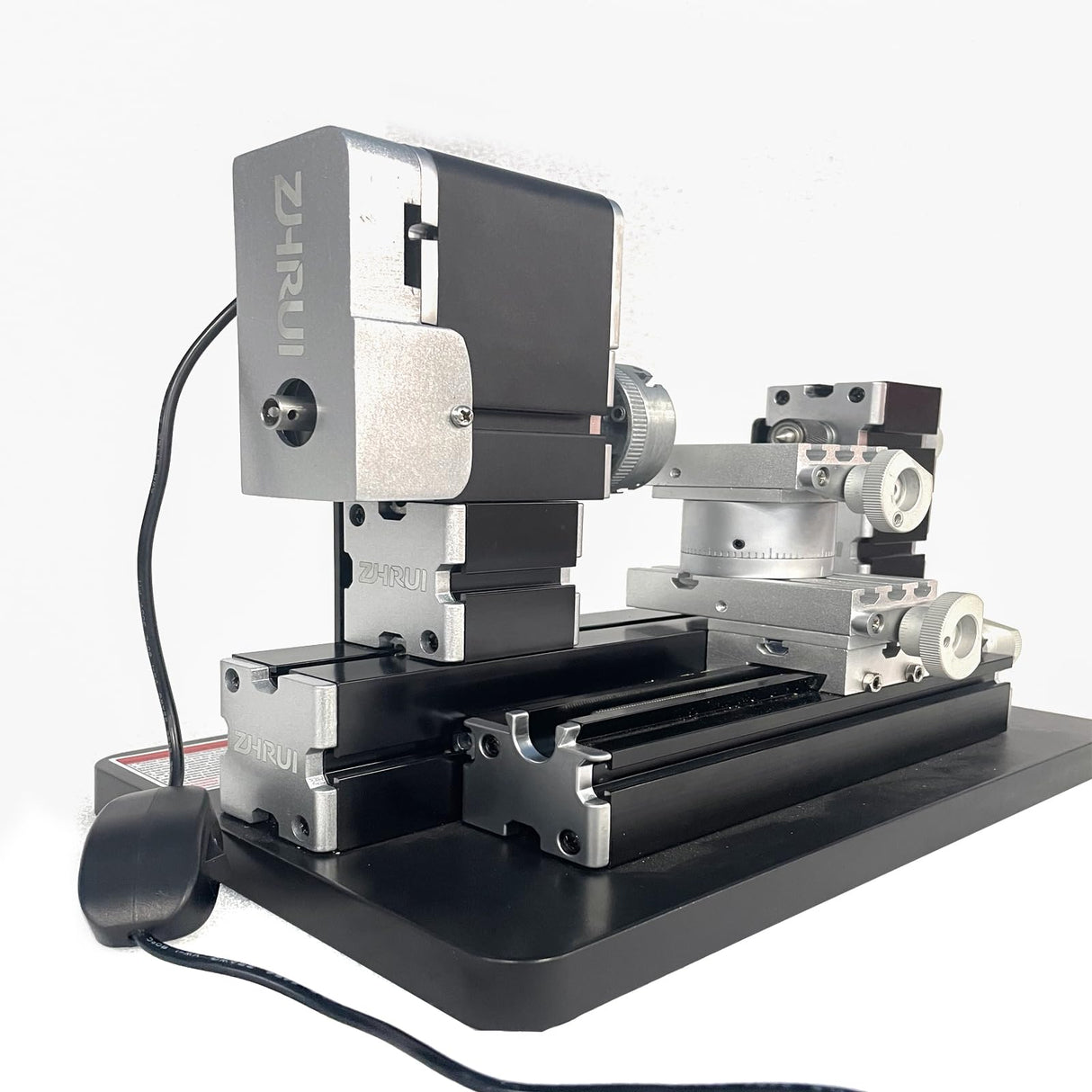 ZHRUI High Power 60W Powerful Mini Metal DIY 4-axis Rotating Lathe Lathes Machine Tools With Base 12000 rpm for Wood Soft Metals Plexiglass Plastic ZHRUI