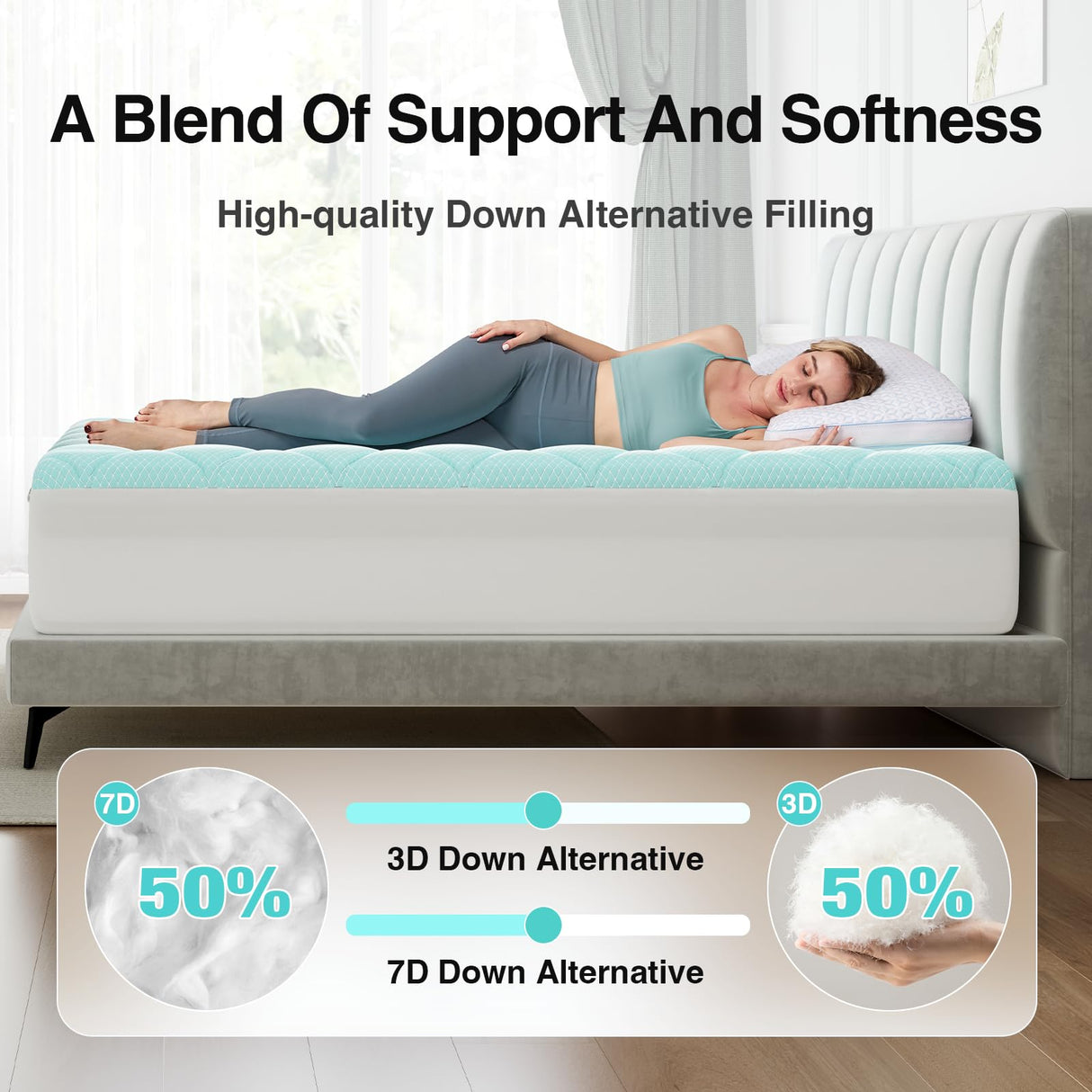 Novilla Cooling Mattress Topper Queen Size,Mattress Pad with Deep Pocket for 8-21" Mattress,Soft Mattress Cover for Back Pain Relief,3D+7D Down Alternative Bed Topper for Hot Sleepers Novilla
