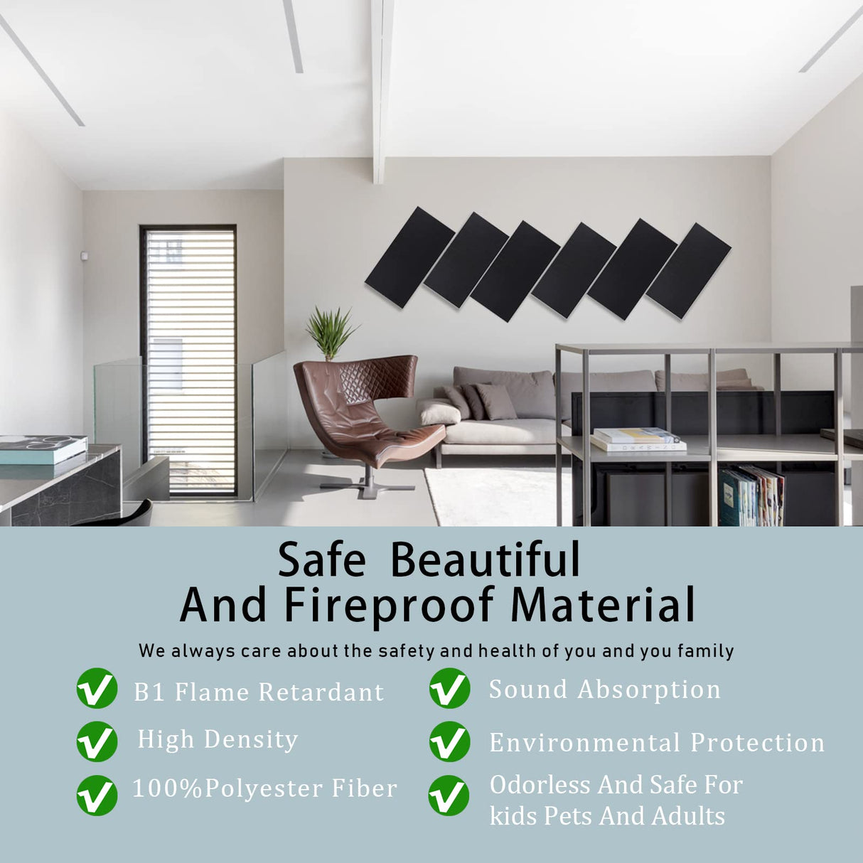 6 Pack Self-adhesive Acoustic Panels,15.75" X 31.5" X 0.47" Soundproof Wall Panels, High Density Beveled Edge Sound Absorbing Panels, Acoustic Treatment for Studio Home and Office (Black) ENSEPST