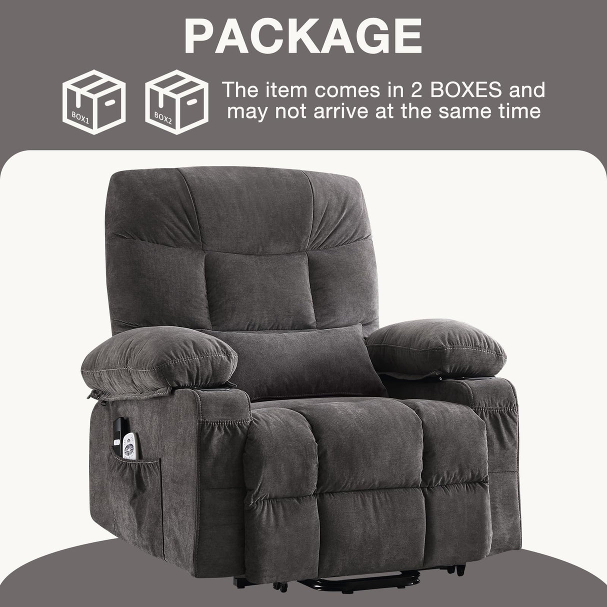 BOSMILLER Power Lift Recliner Chair for Elderly with Heat and Vibration Massage,Electric Recliner with USB Charging Port for Living Room, Infinite Position, Side Pocket BOSMILLER