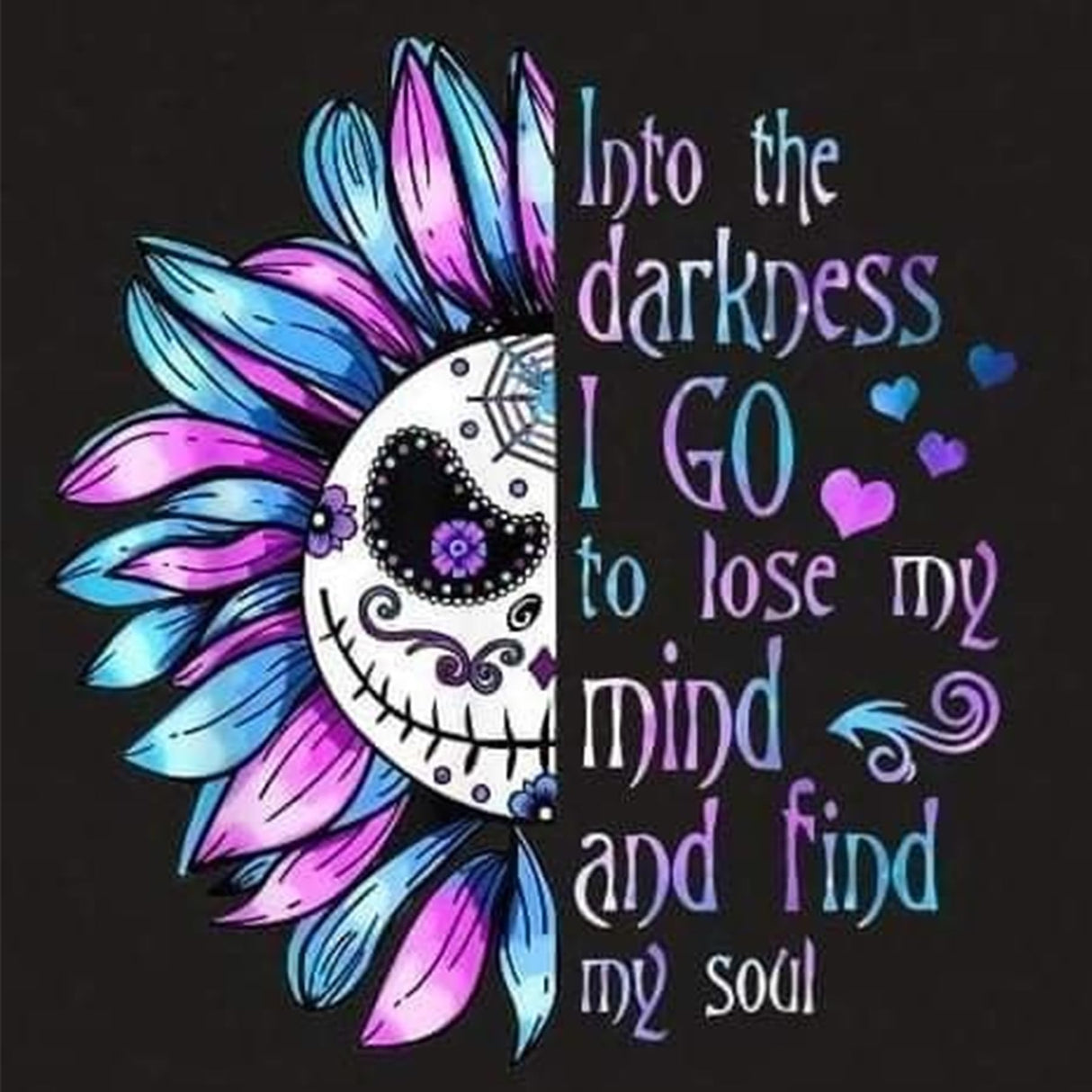 Xylogist Cute Sugar Skull Diamond Art Kits for Adults-“Into The Darkness I Go”Diamond Painting Kits for Beginners,5D Full Round Drill Gem Art Kit, Home Wall Decor 14x14 Inch Xylogist