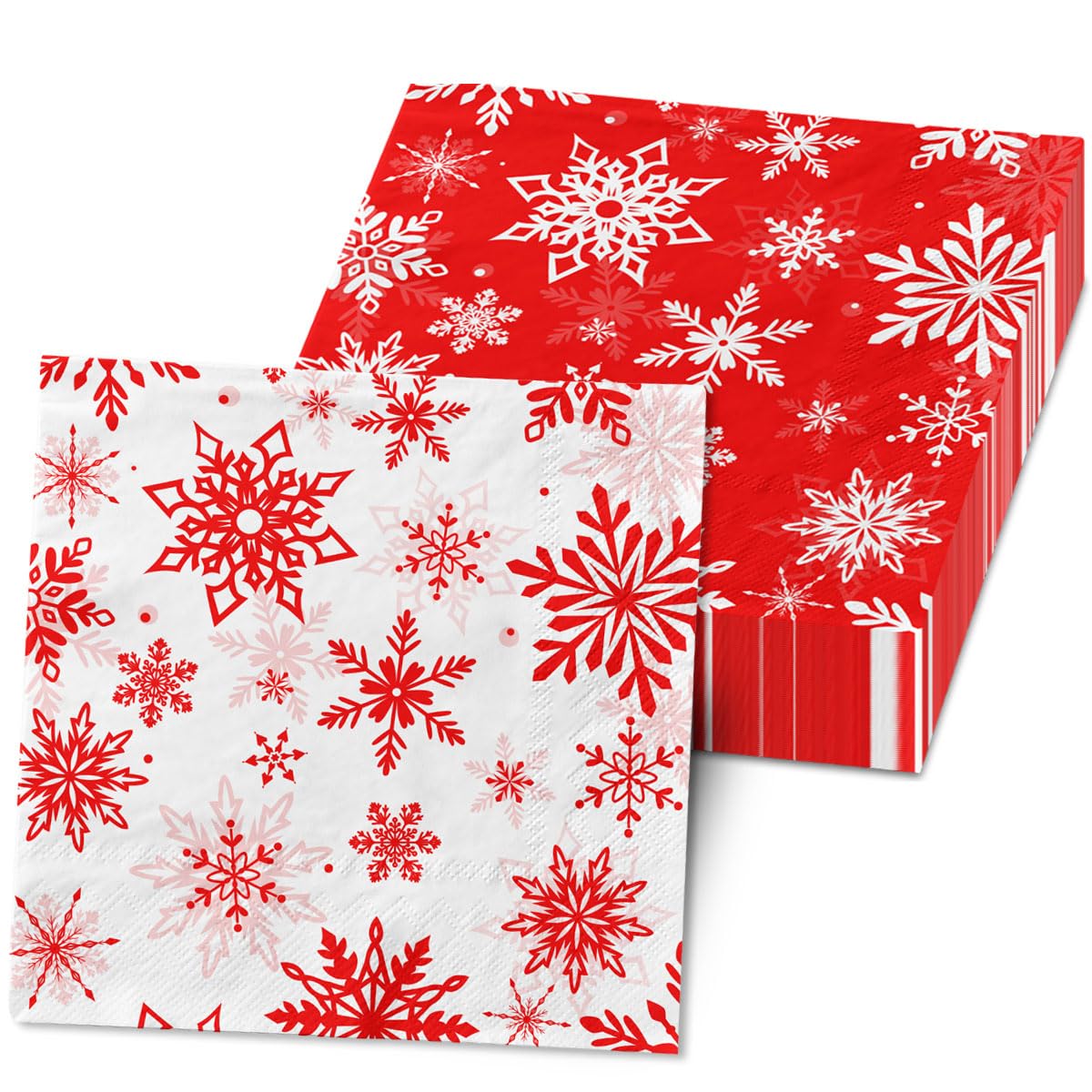 Christmas Snowflake Napkins, 40Pcs Red and White Winter Wonderland Snowflakes Napkins Disposable Luncheon Dinner Hand Napkin Towel for for Xmas Winter Holiday New Year Birthday Party Decorations CMUSKO