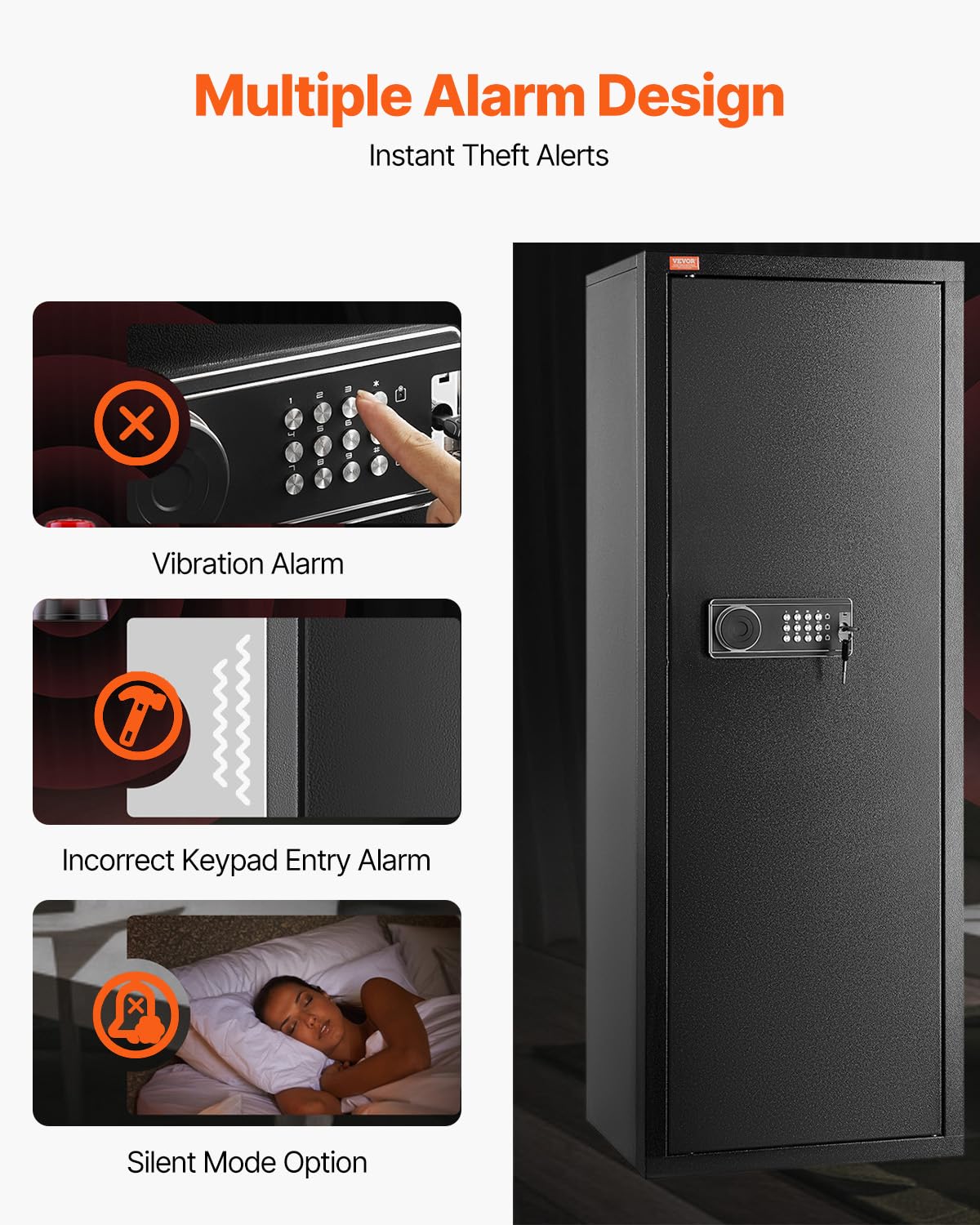 VEVOR Gun Safe, 8-10 Rifle Safes with Quick Access Digital Keypad, Anti-Theft Design Locking Gun Cabinet, Easy to Install, Tall Home Security Safe with Removable Shelf for Rifles Shotguns Pistols VEVOR