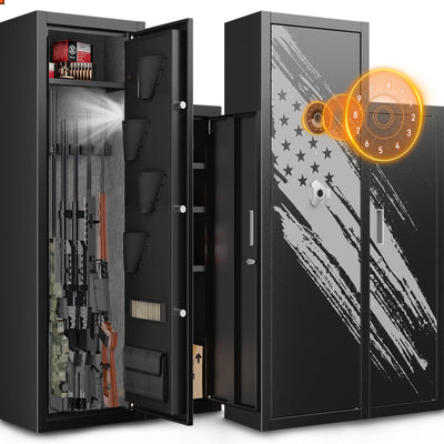 Xyvaly 2025 Upgraded Large Gun Safe for 8-10 Rifles - Quick Access, Gun Safes for Home Rifle and Pistols,Removable Shelves & Pistol Storage for Home Security. (XL)