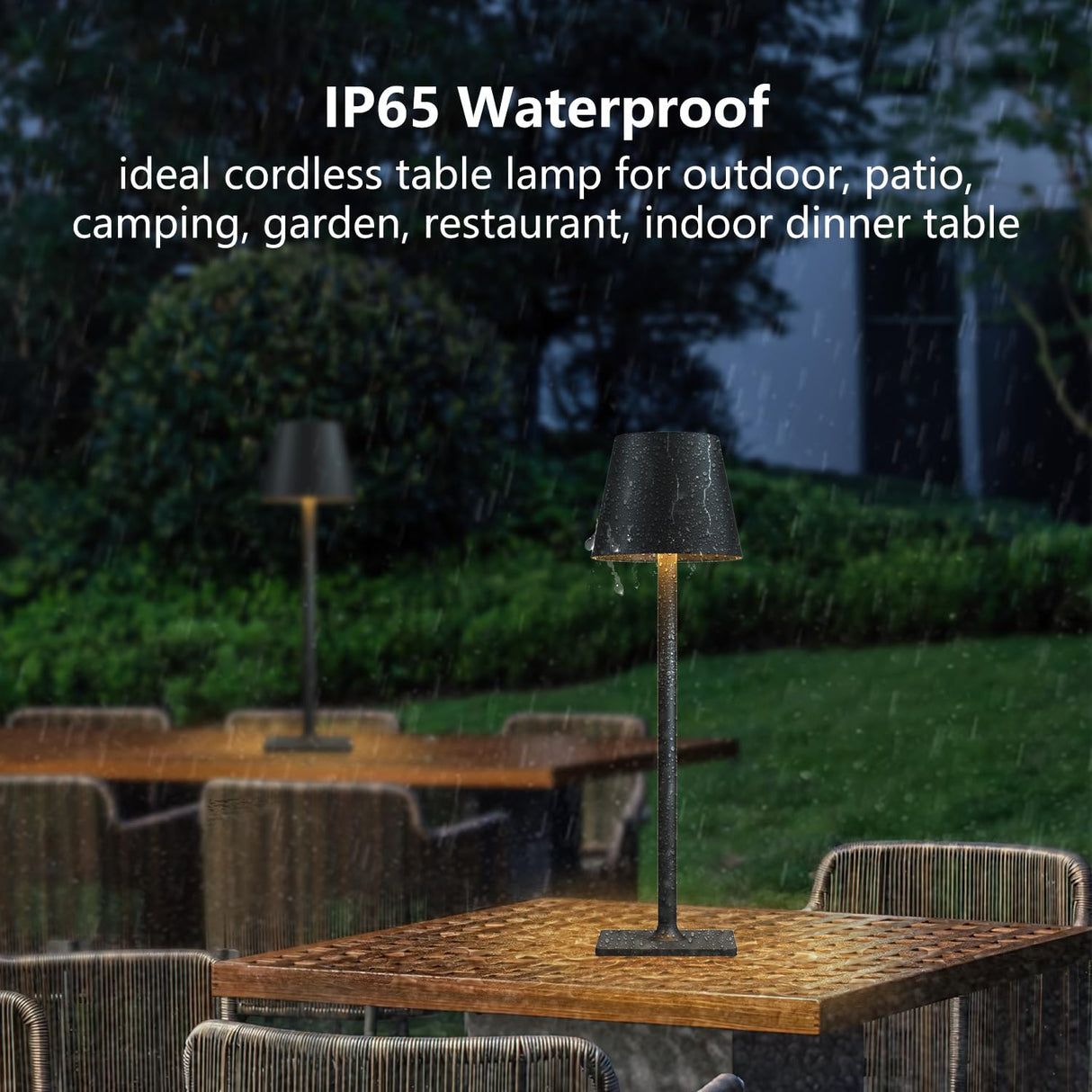 Fizrice Cordless Table Lamp Rechargeable Lamps: 6000mAh Battery Operated Table Lamp Outdoor Waterproof, Touch Control, Portable Wireless Desk Lamp for Dinner/Bedroom/Restaurant(Black 2 Pack) Fizrice