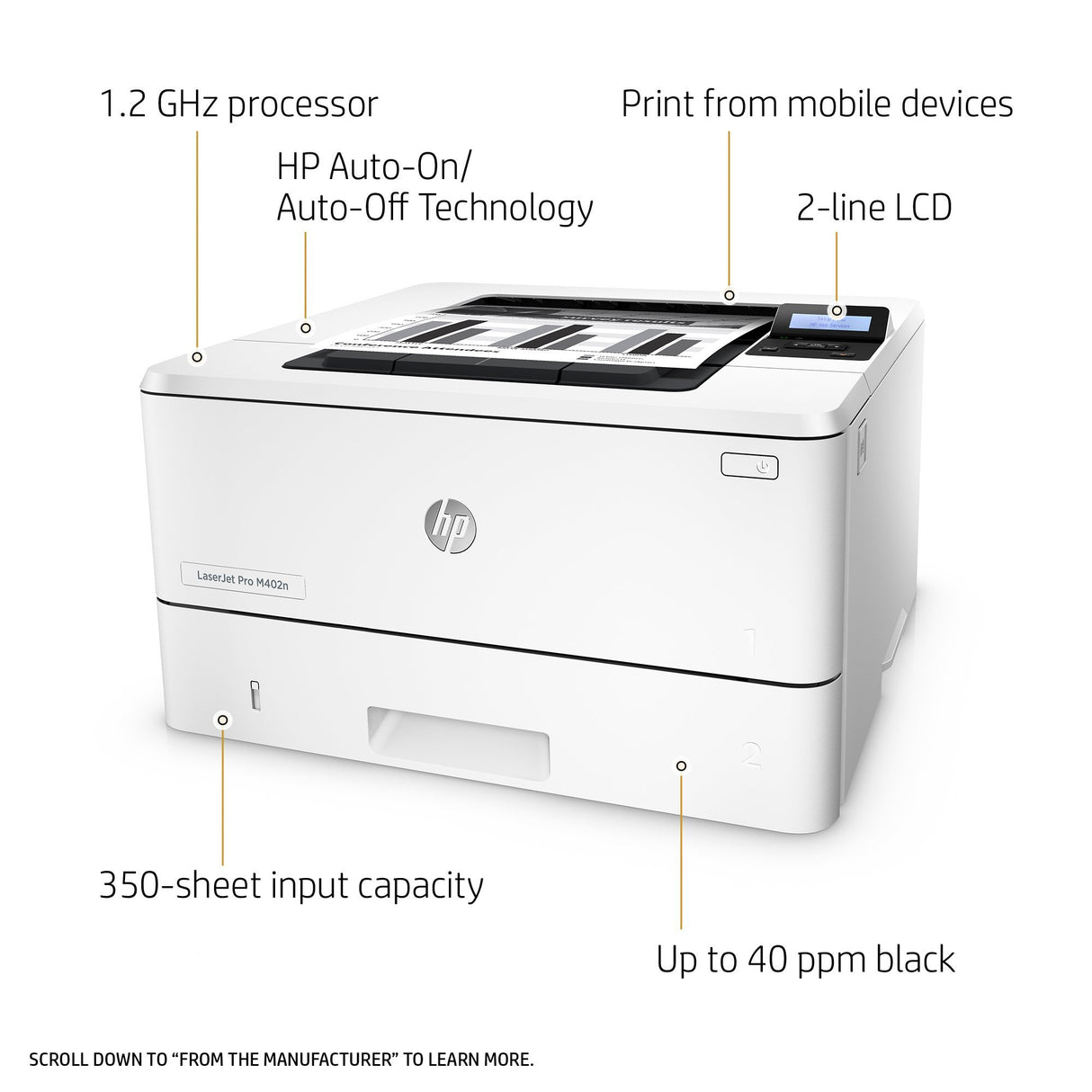 HP Laserjet Pro M402n Monochrome Printer, (C5F93A) (Renewed) HP