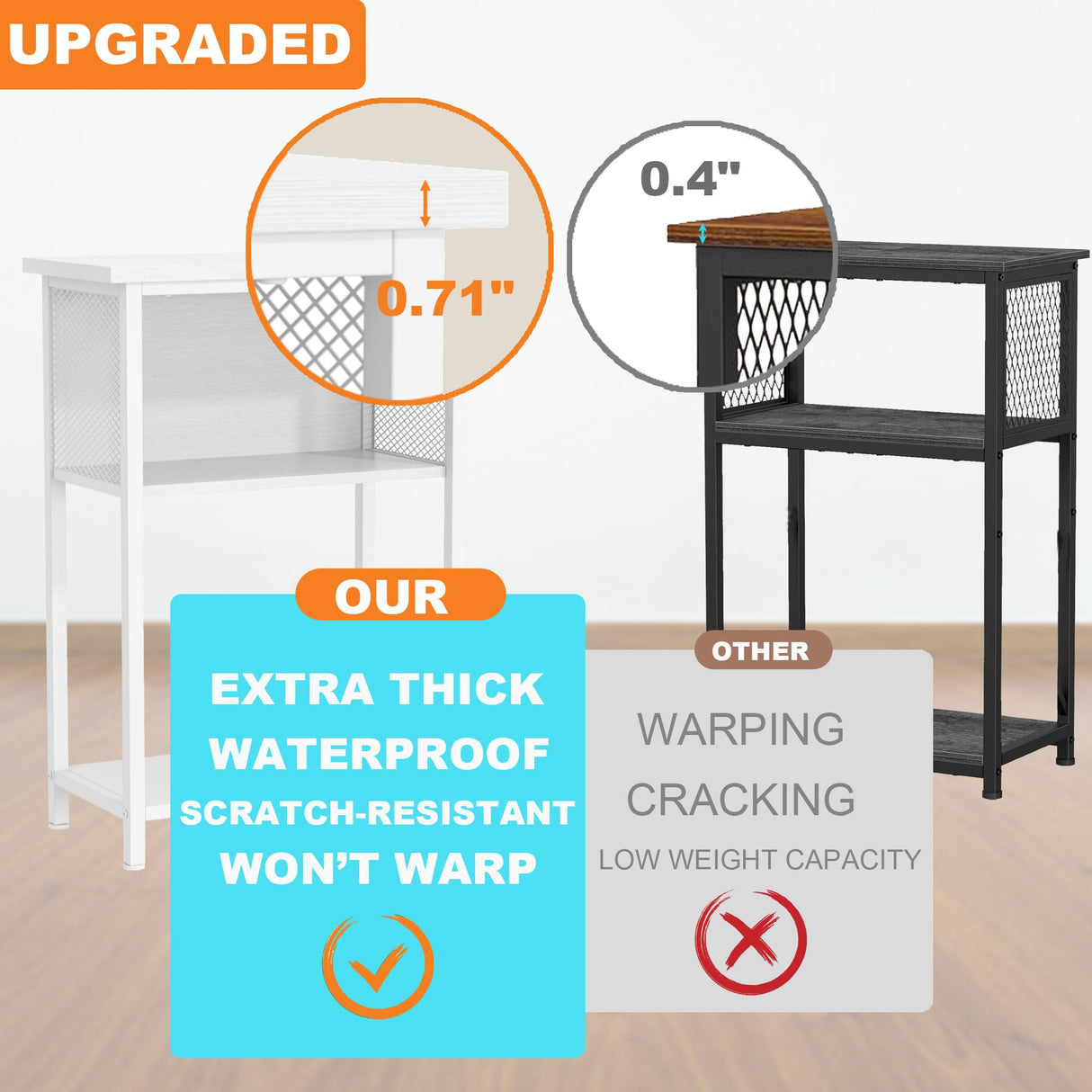 BSONE 5-10 Gallon Fish Tank Stand, Small Aquarium Stand Shelf, 0.71" Thickened Tabletop, 20.5" Wx11 Dx31 H, White BSONE