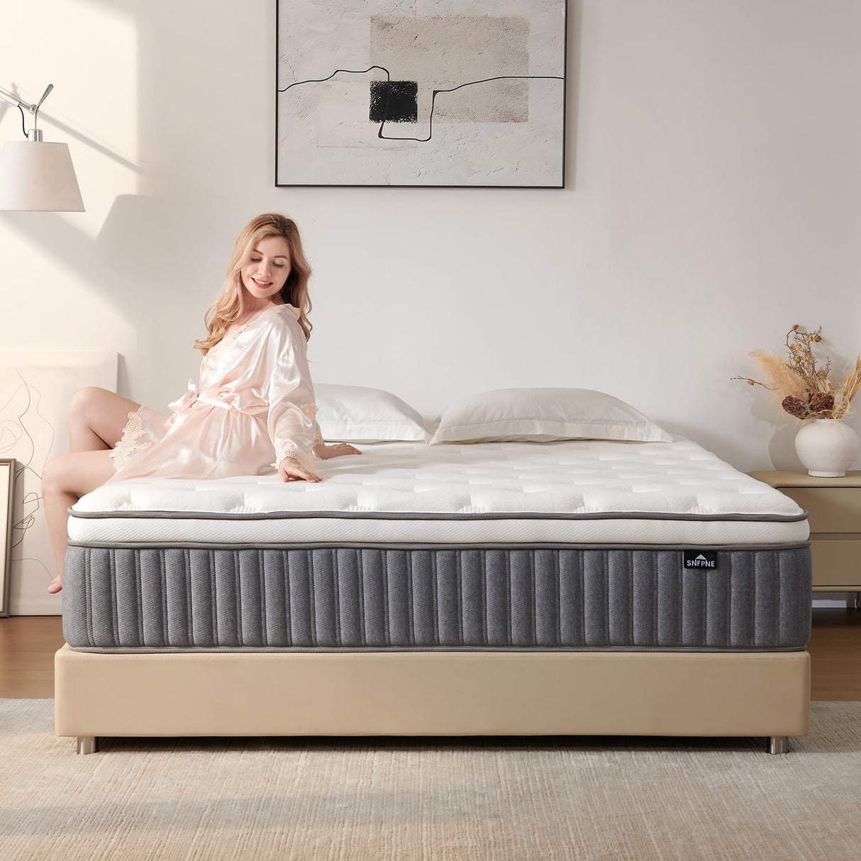 SNFPNE Full Size Mattress 12 Inch, Hybrid Memory Foam Mattress with Zoned Pocket Coils Support and Motion Isolation Design, Strengthen Edge Support,CertiPUR-US Certified, Medium Firm in a Box SNFPNE