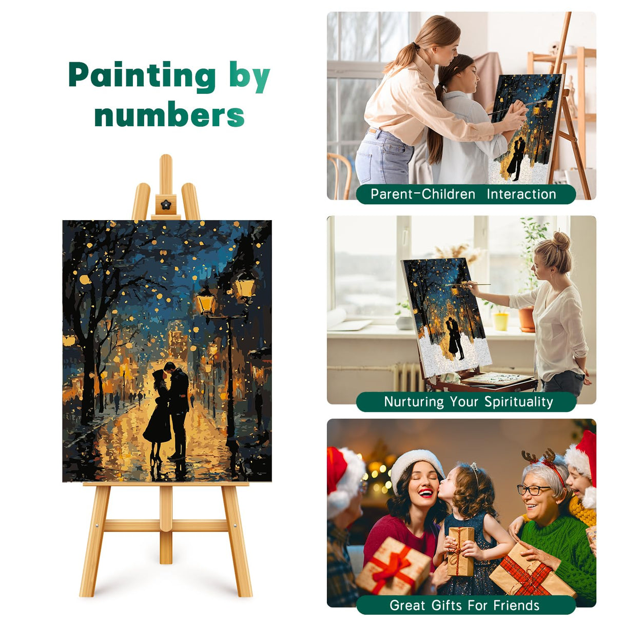 2 Pack Paint by Numbers Kit for Adults Beginner, Romantic Lover Adult Paint by Number Kits on Canvas, DIY Acrylic Number Painting for Adults Landscape for Home Decor Gift 16x20 Inch Possoco