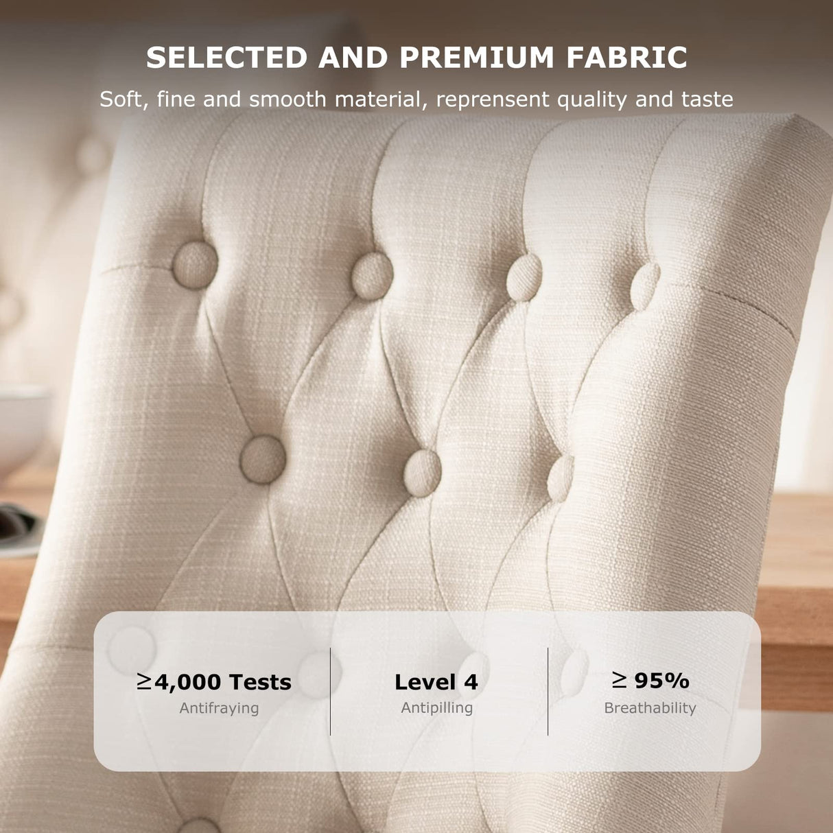 COLAMY 7-Piece Dining Table Set for 6, 60" Rectangular Kitchen Wood Table with 6 Wingback Dining Room Chairs, Brown/Beige COLAMY