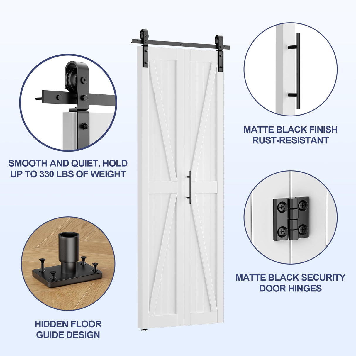 ROOMTEC 30"x84" Solid Pine Bi-Fold Closet Door, White Finish Folding Interior Door, Pre-Assembled, with Track Hardware, for Bedroom, Wardrobe, Laundry Room ROOMTEC