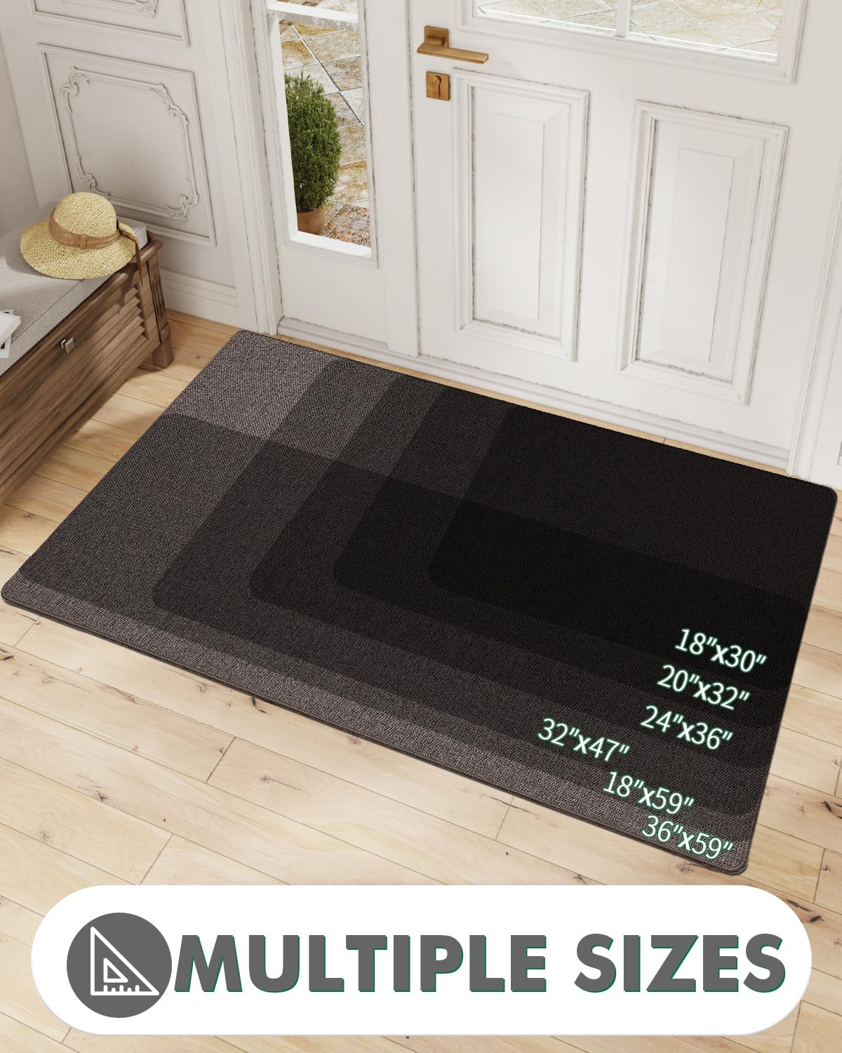 LUMI Indoor Door Mat, Non Slip Rubber Backing Ultra Thin Door Mat, Easy Clean Low Profile Door Mats for Inside House, Patio, Brown 24"x36" LUMI