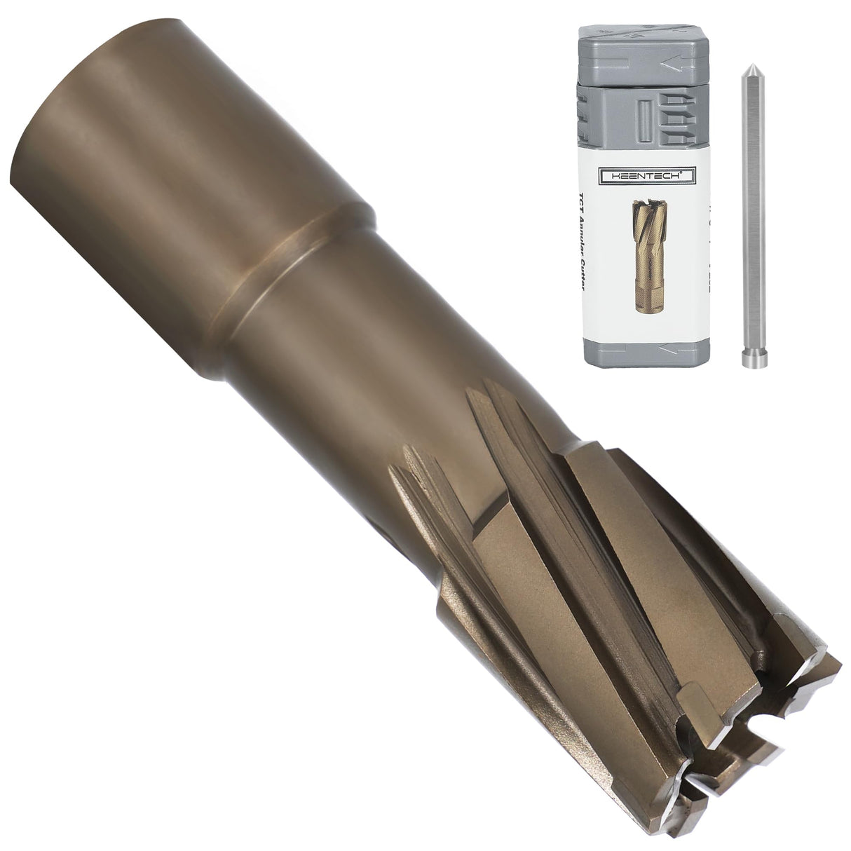 KEENTECH Carbide-Tipped Annular Cutter, 13/16" Dia. x 1-3/8" Depth, 3/4'' Weldon Shank, TCT Mag Drill Bit with Advanced PVD Nano-Coating for Faster, Smoother, Longer-Service Life Cutting Harder Metal KEENTECH