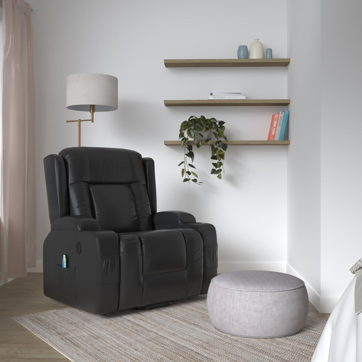 Best Choice Products PU Leather Electric Power Lift Chair, Recliner Massage Chair, Adjustable Furniture for Back, Legs w/ 3 Positions, USB Port, Heat, Cupholders, Easy-to-Reach Side Button - Black Best Choice Products