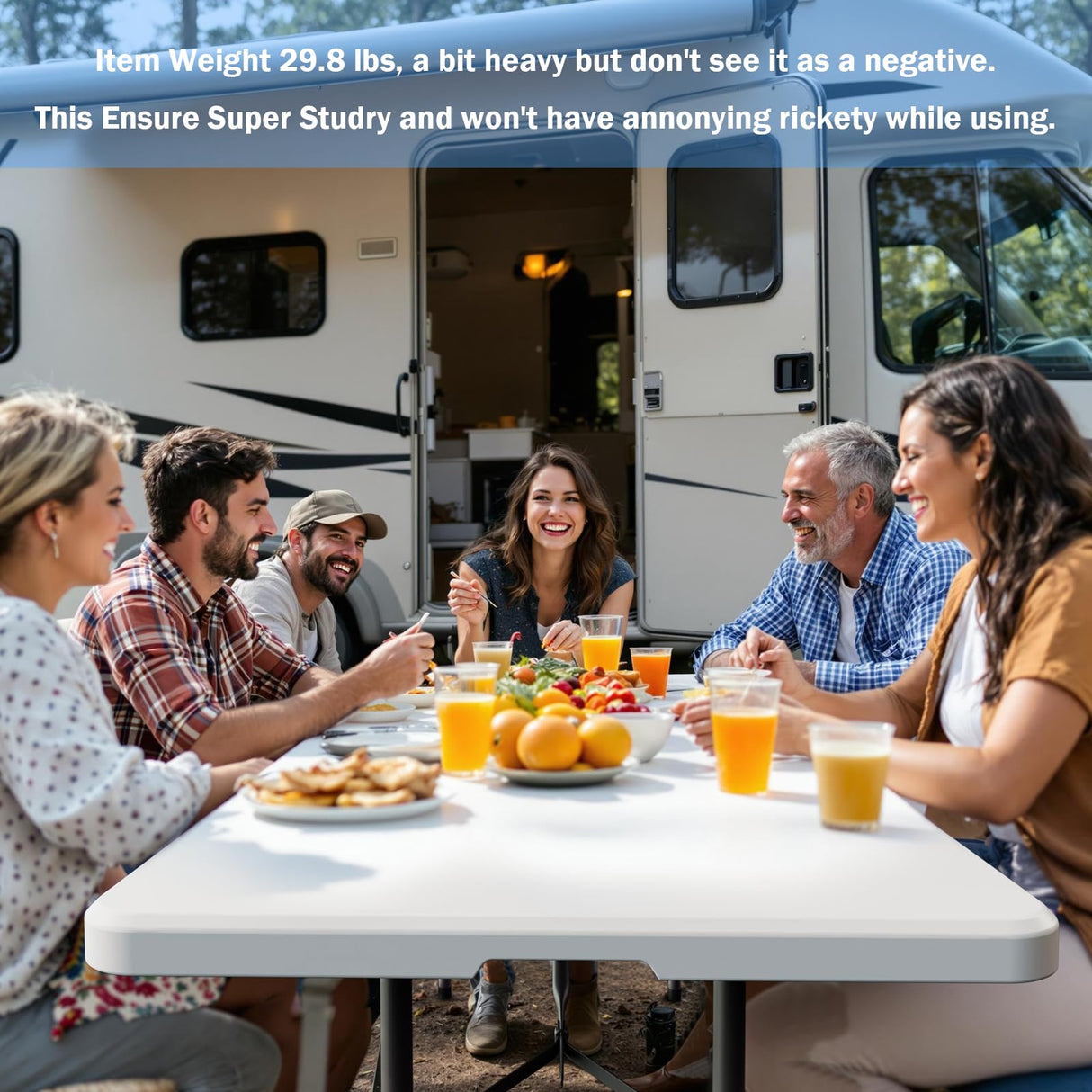 VTOY 6FT(30"x72") Folding Table, Indoor Outdoor Heavy Duty Table with Carrying Handle,Portable Plastic Fold up Table for Picnic/Party/Camping/Office/School VTOY