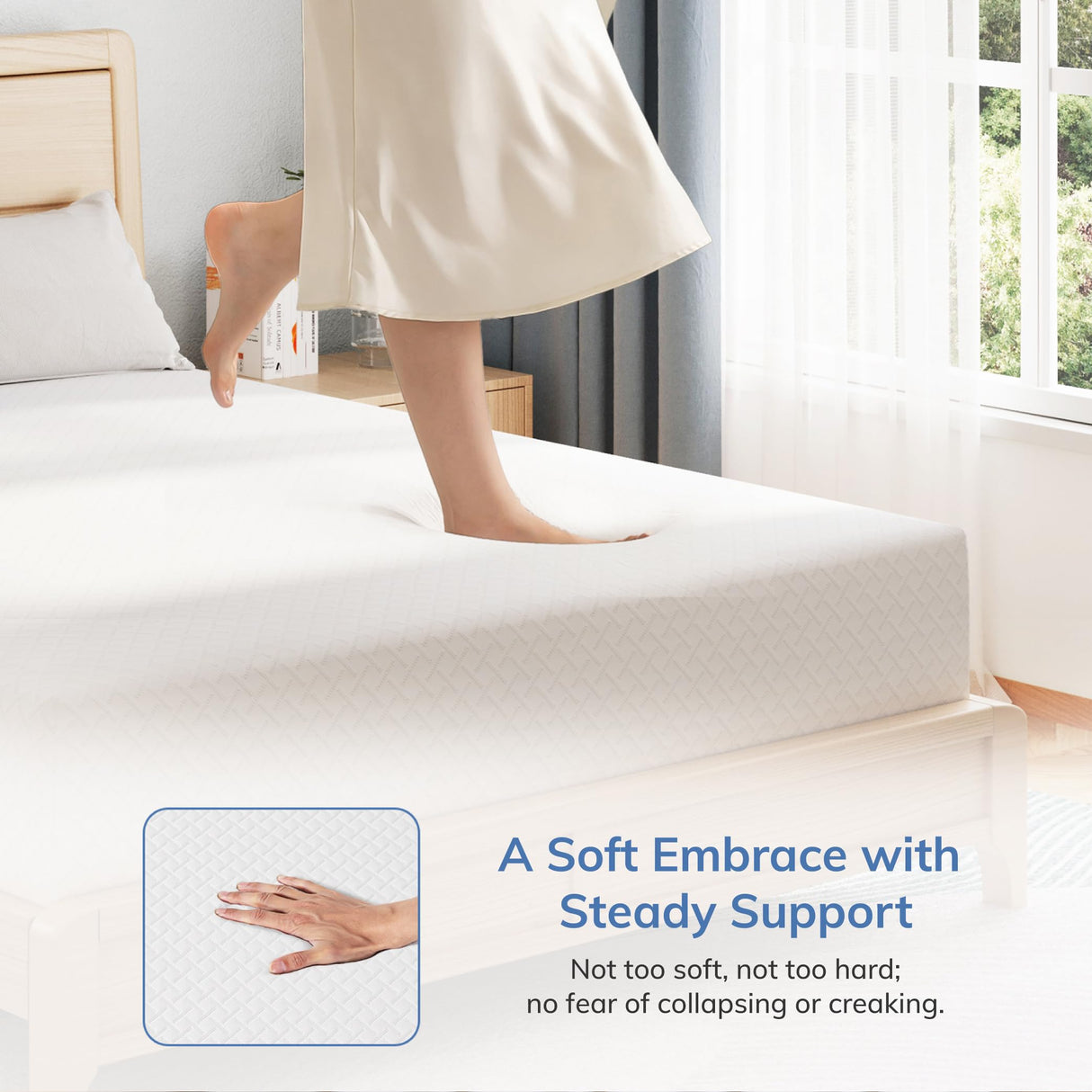 SynthoSpace Queen Mattress 8 Inch Green Tea Memory Foam Mattress, Fiberglass Free & Medium Firm, CertiPUR-US Certified Foam for Cool Sleep & Pressure Relief, Bed in a Box, 60"×80"×8" SynthoSpace