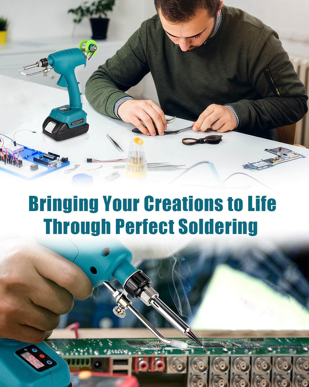 Cordless Soldering Iron Kit for Makita 18v LXT Battery,75W LED Digital Solder Iron Soldering Gun with 5pcs Tips,50g 0.04” Solder Wire for any Hobby Enthusiast (Battery not included) Taingwei