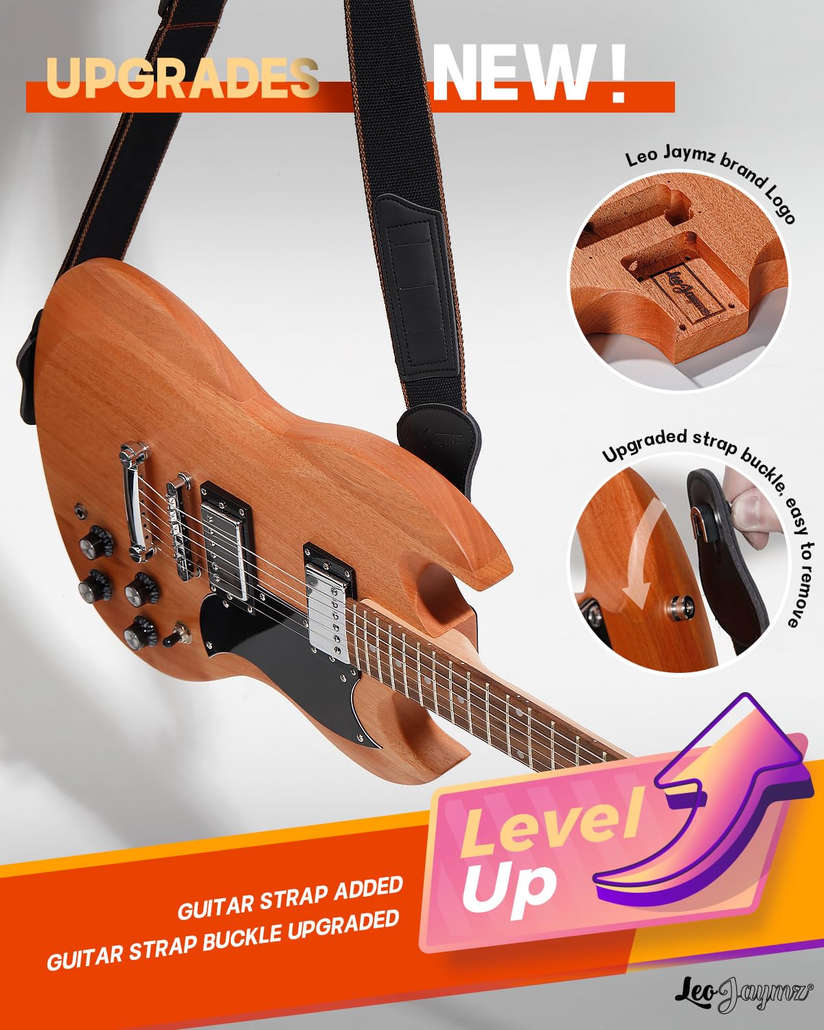 Leo Jaymz DIY Double Cut Electric Guitar Kits with Mahogany Body and Neck - Laurel Wood Fingerboard and All Components Included (DC) Leo Jaymz