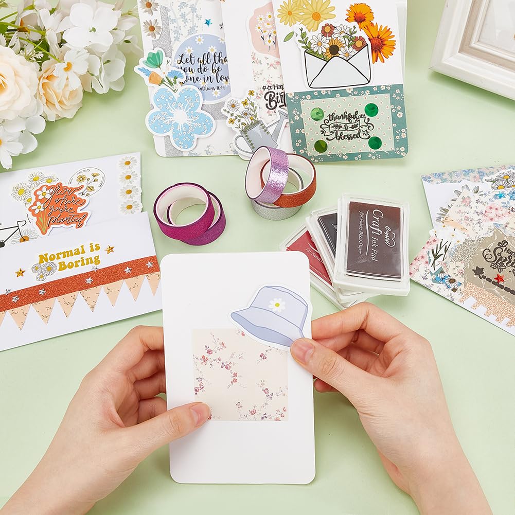 WEBEEDY 25 Sets DIY Greeting Card Making Supplies Daisy Theme Card Making Kit 3 Styles Blank Cards and Envelopes Stickers with Stamp Set for Birthday Wedding Congratulation Thanksgiving Mother's Day WEBEEDY