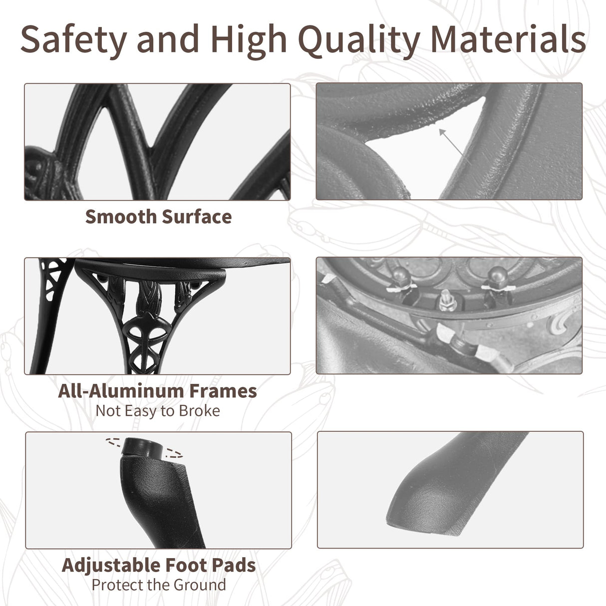 HOMEFUN Outdoor Bench, Patio Garden Benches Metal Loveseat Cast-Aluminum Outside Furniture for Park Lawn Front Porch Black HOMEFUN