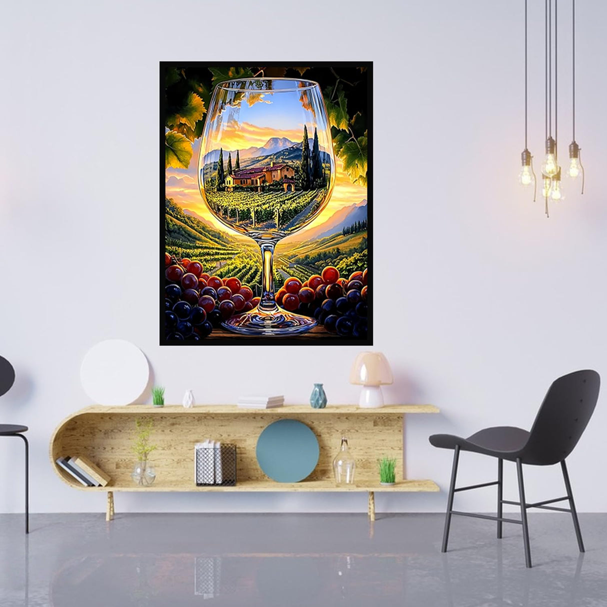 CHWGLFGG 5D Diamond Art Kits for Adults Beginners, Landscape Wine in Glass Diamond Painting Kits, DIY Full Round Drill Paint by Diamonds Dot Gem Art for Adults, Home Wall Decor 12x16 Inch CHWGLFGG