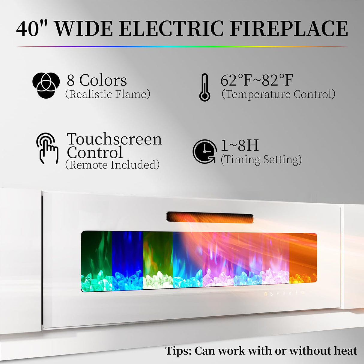 AMERLIFE 5 Piece Modern Living Room Table Set, Includes 80" Fireplace TV Stand, 2-Tier Coffee Table, 2 X Side Tables with Charging Station, LED Media Furniture, White AMERLIFE
