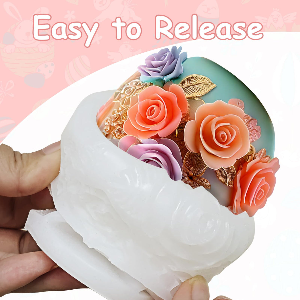 Juome Easter Egg Mold - Silicone Easter Candle Molds for Candle Making Silicone Shapes Resin Wax Mold for Candles Soap, Easter Party Decorations Juome