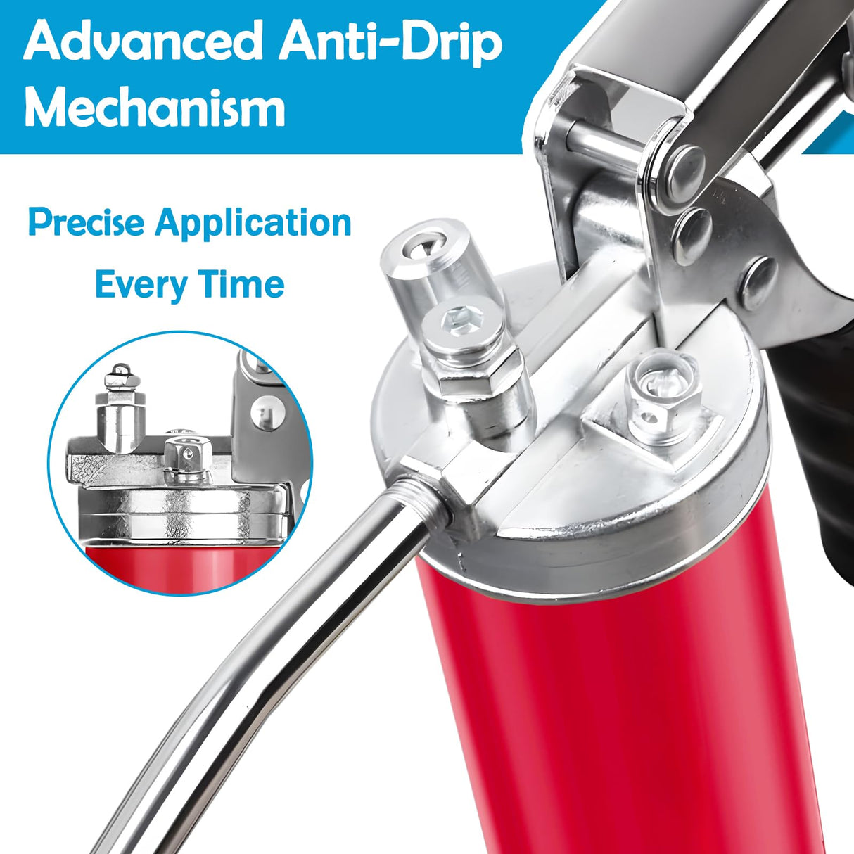 GATTLELIC Heavy Duty Grease Gun Kit, 8000 PSI Professional Pistol Grip 14 oz Load with 12" Flex Hose, Locking Coupler, Extension Pipe, and Sharp Nozzle GATTLELIC