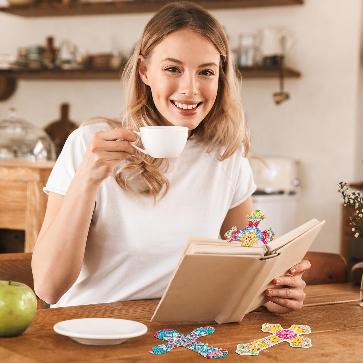 Tenceur 12 Pcs Cross Diamond Art Kit for DIY Religious Crystal 5D Diamond Painting Bookmarks Rhinestone Kits for Reading Lover Home Office Project Read DIY Crafts Gifts Tenceur