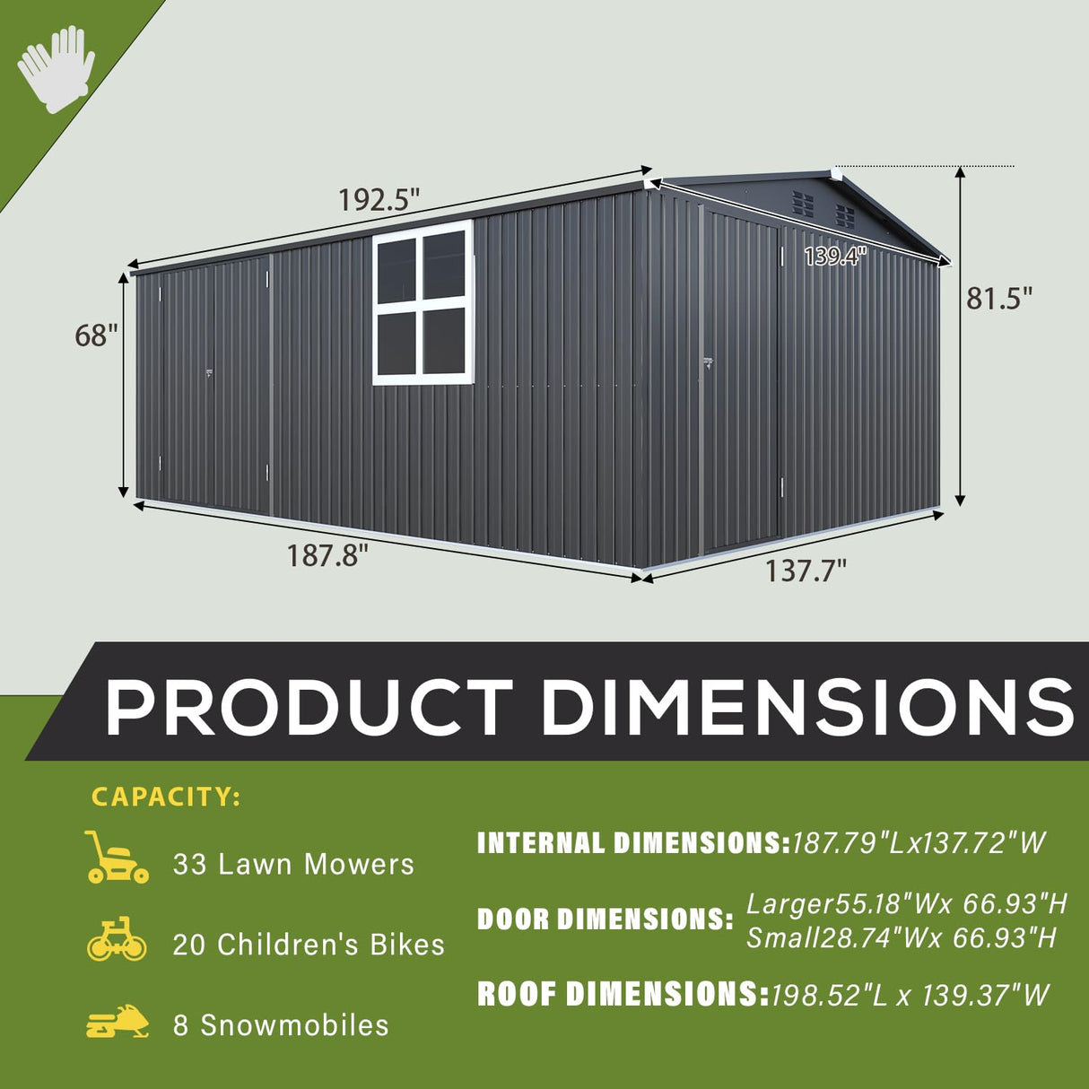 AECOJOY 16' x 12' Outdoor Storage Shed, Large Metal Sheds & Outdoor Storage Clearance 12x16 with Windows, Steel Backyard Shed, Utility Tool Storage for Garden, Patio, Outside use in Dark Grey AECOJOY