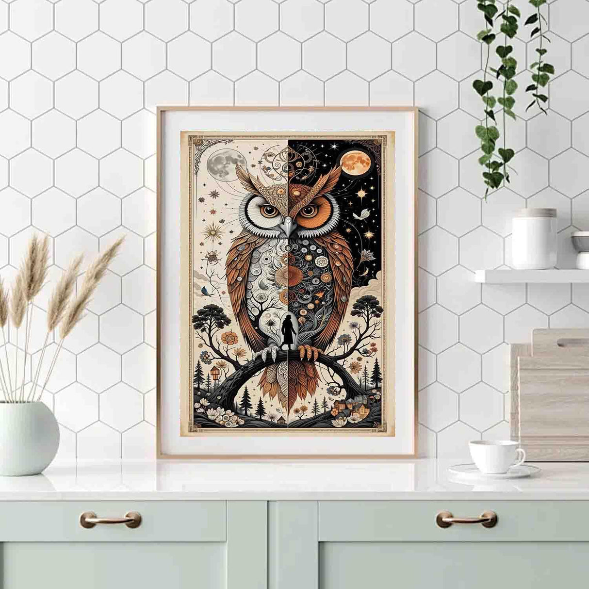 Owl Diamond Art Kits for Adults,Sun and Moon Diamond Painting Kit for Beginner,5D Diamond Painting DIY Full Drill Diamond Dots Diamond Painting with Tools,Gem Craft for Home Wall Decor 11.8x15.7in DYAIANGMU