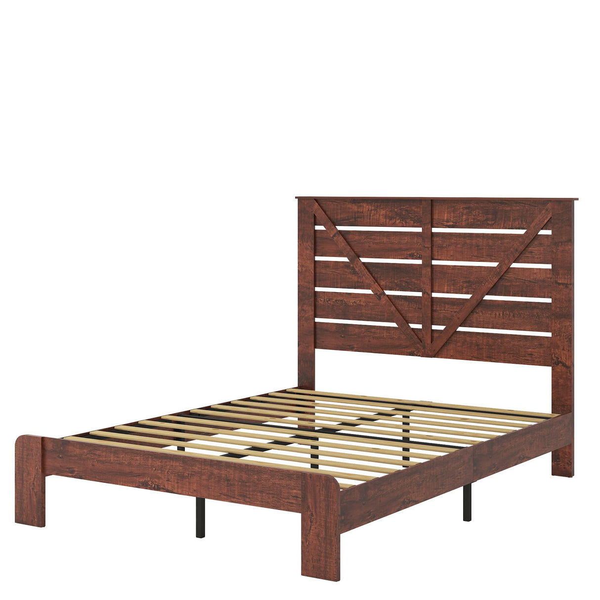 DSHADE Farmhouse Queen Wooden Platform Bed Frame with Headboard – Sturdy, Noise-Free, and Easy Assembly DSHADE