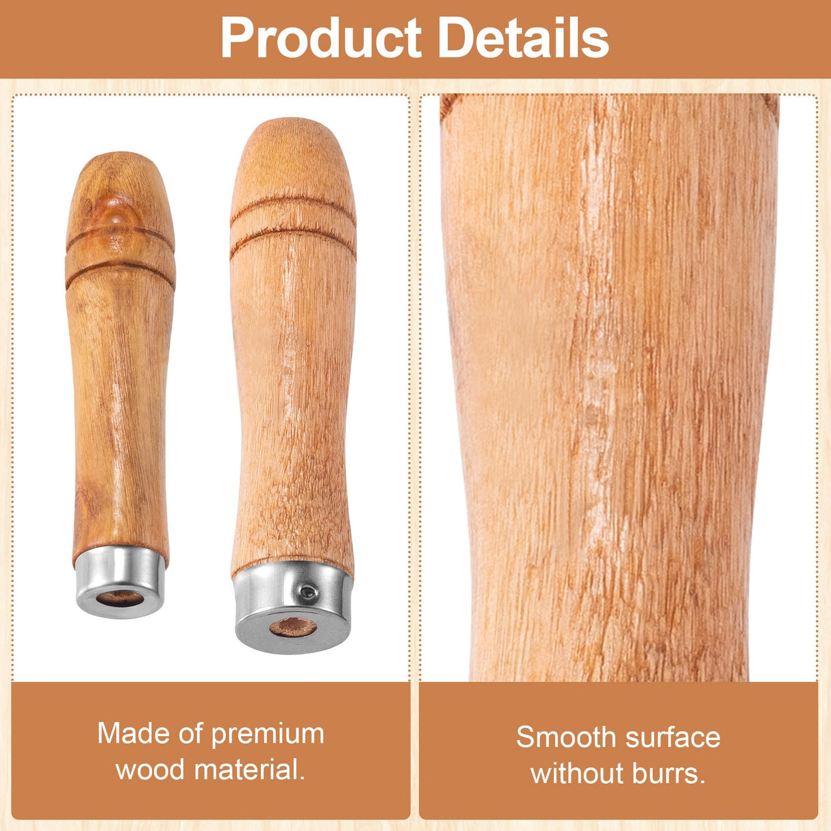 Pndeyo 4pcs Wooden File Handle with Strong Metal Collars, Medium Wooden Handle for 6"-8" File and Large Wood Handle for 10"-12" File, Screwdriver Hand Drill File Handle Pndeyo