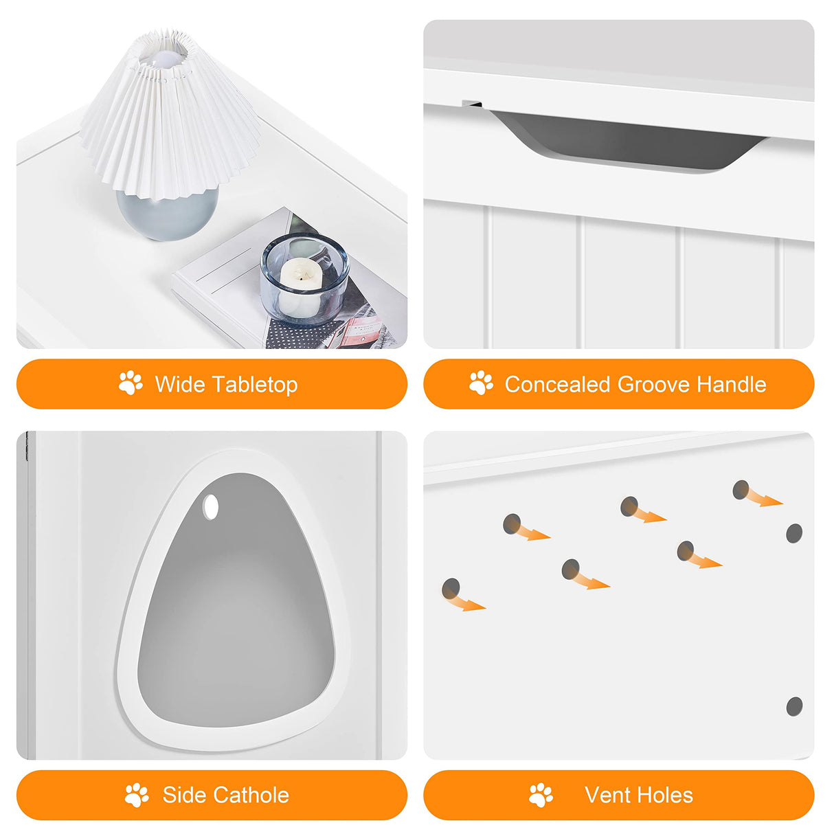 Yaheetech Cat Litter Box Enclosure, Cat Litter Box Furniture Hidden, Wooden Pet Crate Cat Washroom Storage Bench with Divider Home Litter Loo Indoor Cat House White Yaheetech