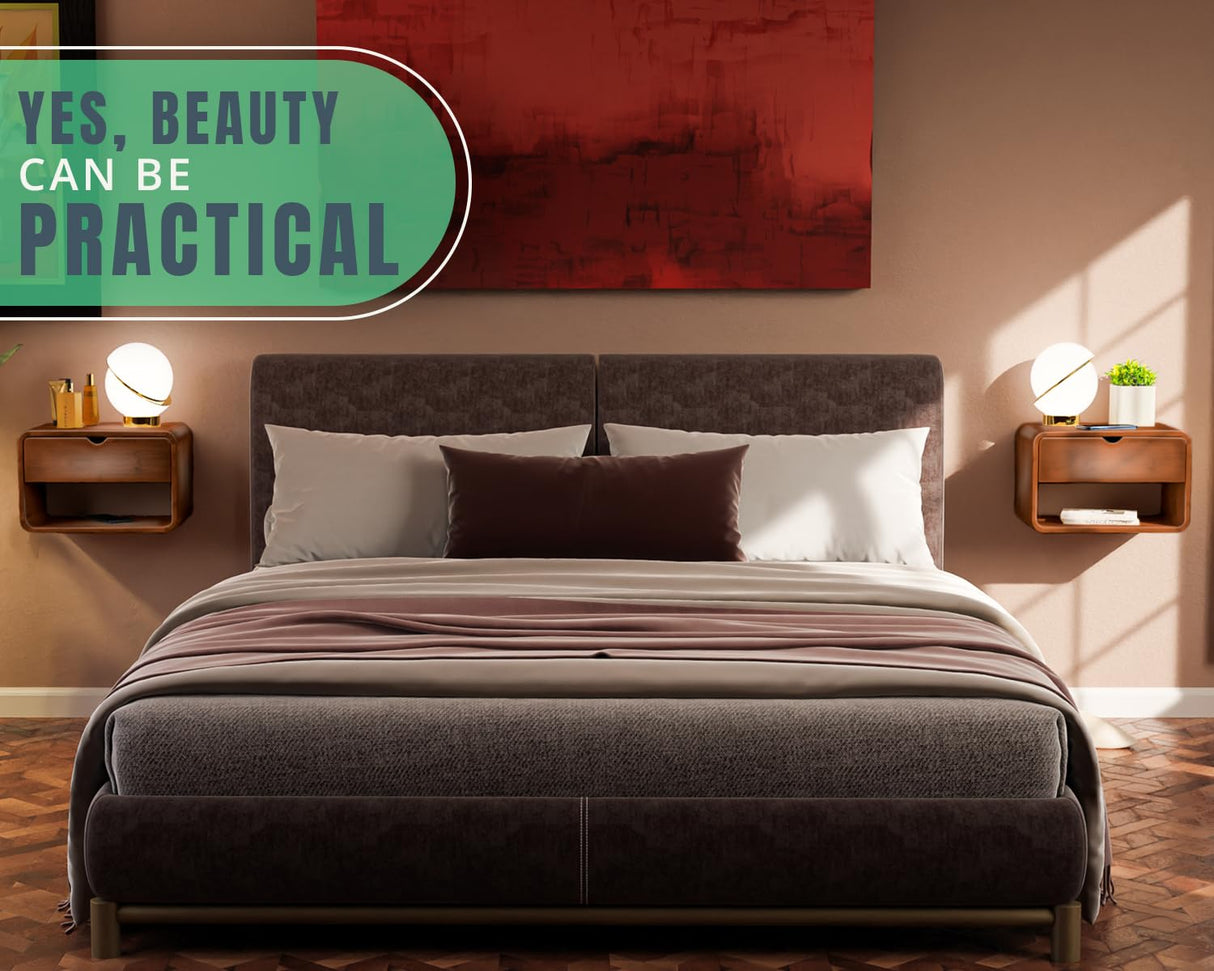 Comfify Modern Nightstand Bamboo Floating Nightstand with Drawer - Brown- Small Nightstand with Midcentury Modern Vibe - Unique Design, Easy Installation, Clear Instructions Comfify