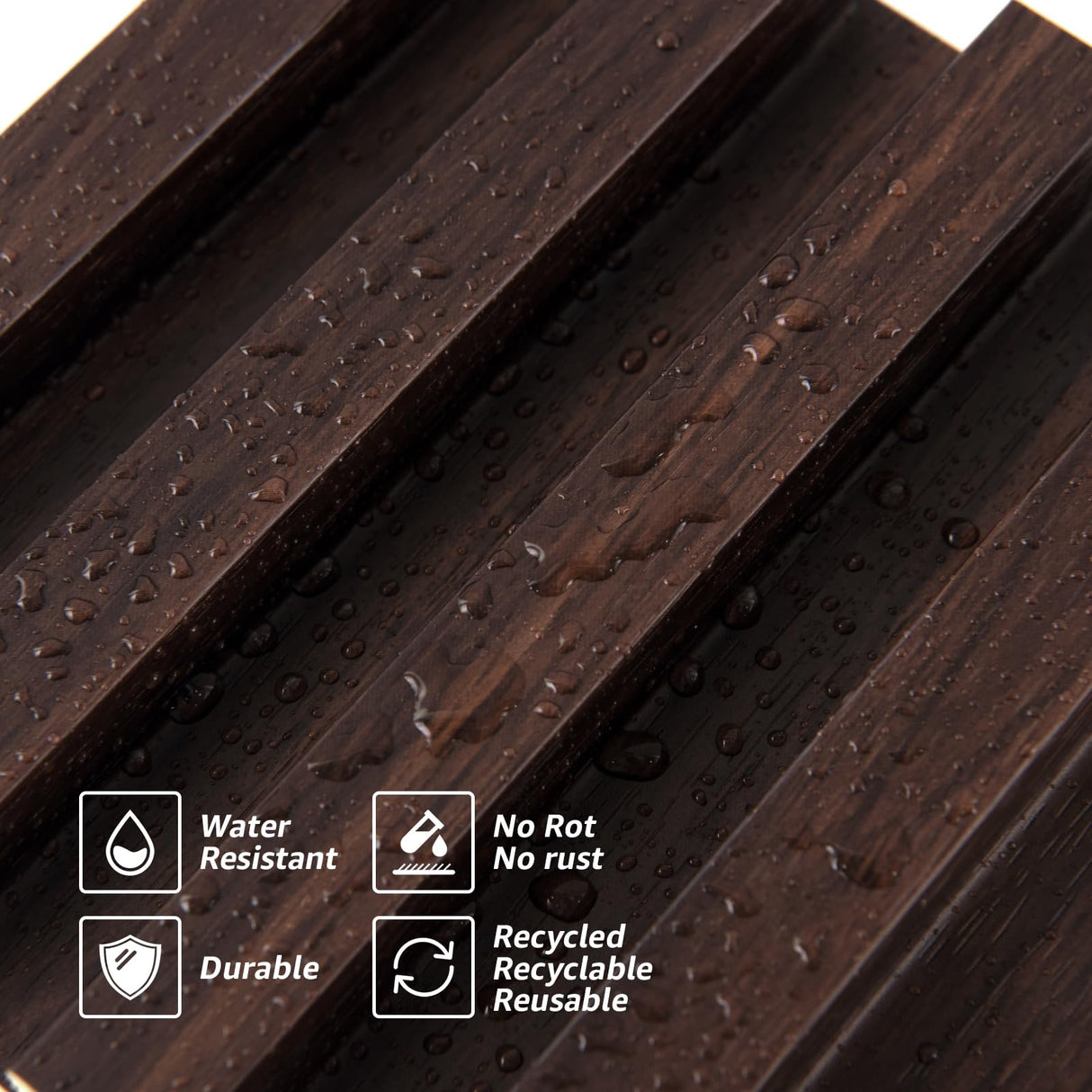 Art3d Slat Wall Panel for Modern Decor, WPC Acoustic Diffuser Panel, 8-Pack 96 x 6in. Black Walnut Art3d