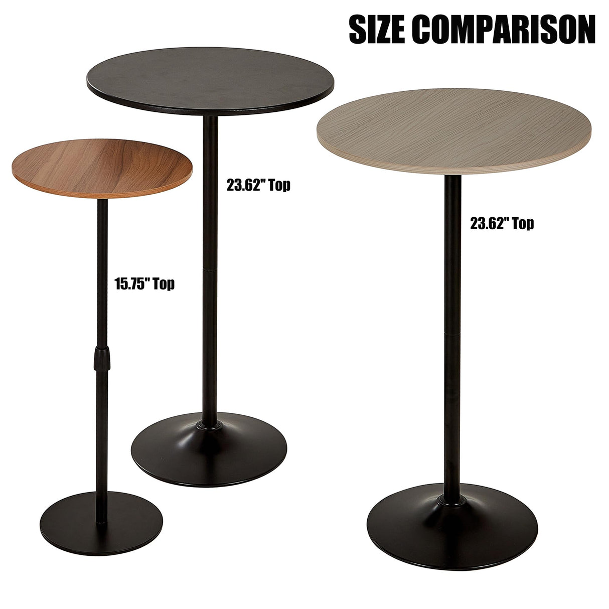 ERFEI Bar Table 15.75inch Small Round Top Adjustable Height 22.64-33.46in Multifunctional Side Table for Pub Bar Dining Bistro Cafe ERFEI