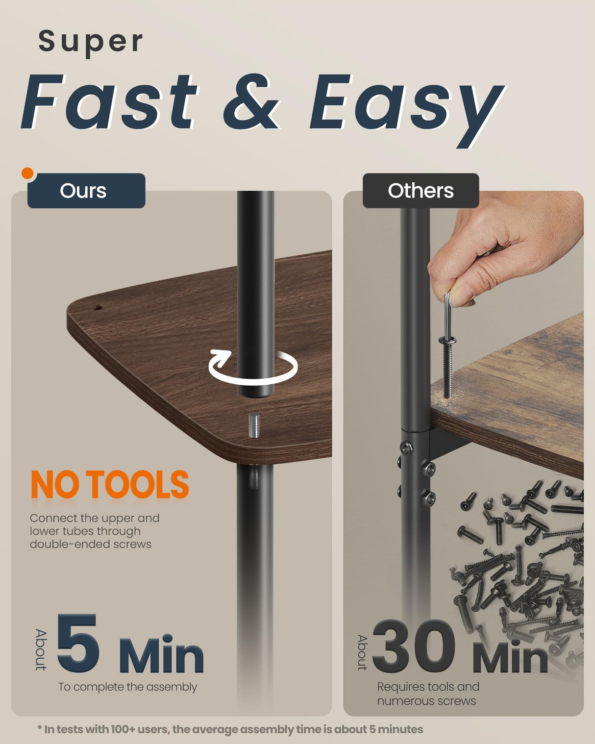 SONGMICS HOME Side Table, 3-Tier Nightstand with Storage, End Table with Fabric Basket, for Bedroom, Living Room, Steel Frame, Superfast Toolless Assembly, Modern, Ebony Walnut ULET286K01 SONGMICS HOME