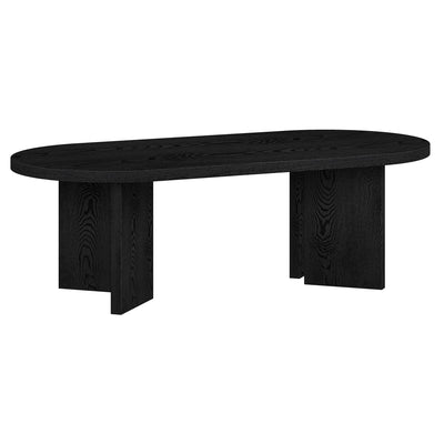 Henn&Hart 48" Wide Oval Coffee Table in Black Grain, for Home, Living Room, Bedroom, Entertainment or Office
