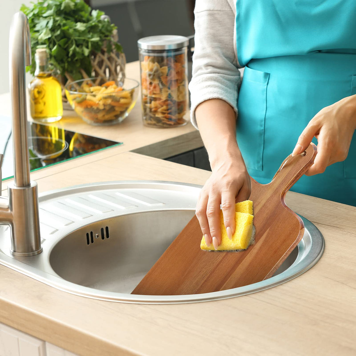 6 Pack Acacia Wood Cutting Board with Handle Wooden Kitchen Chopping Boards Large Wooden Charcuterie Boards Cheese Serving Board Wooden Cutting Board for Meat Cheese Bread Vegetables Fruit (17 x 7 In) Gerrii