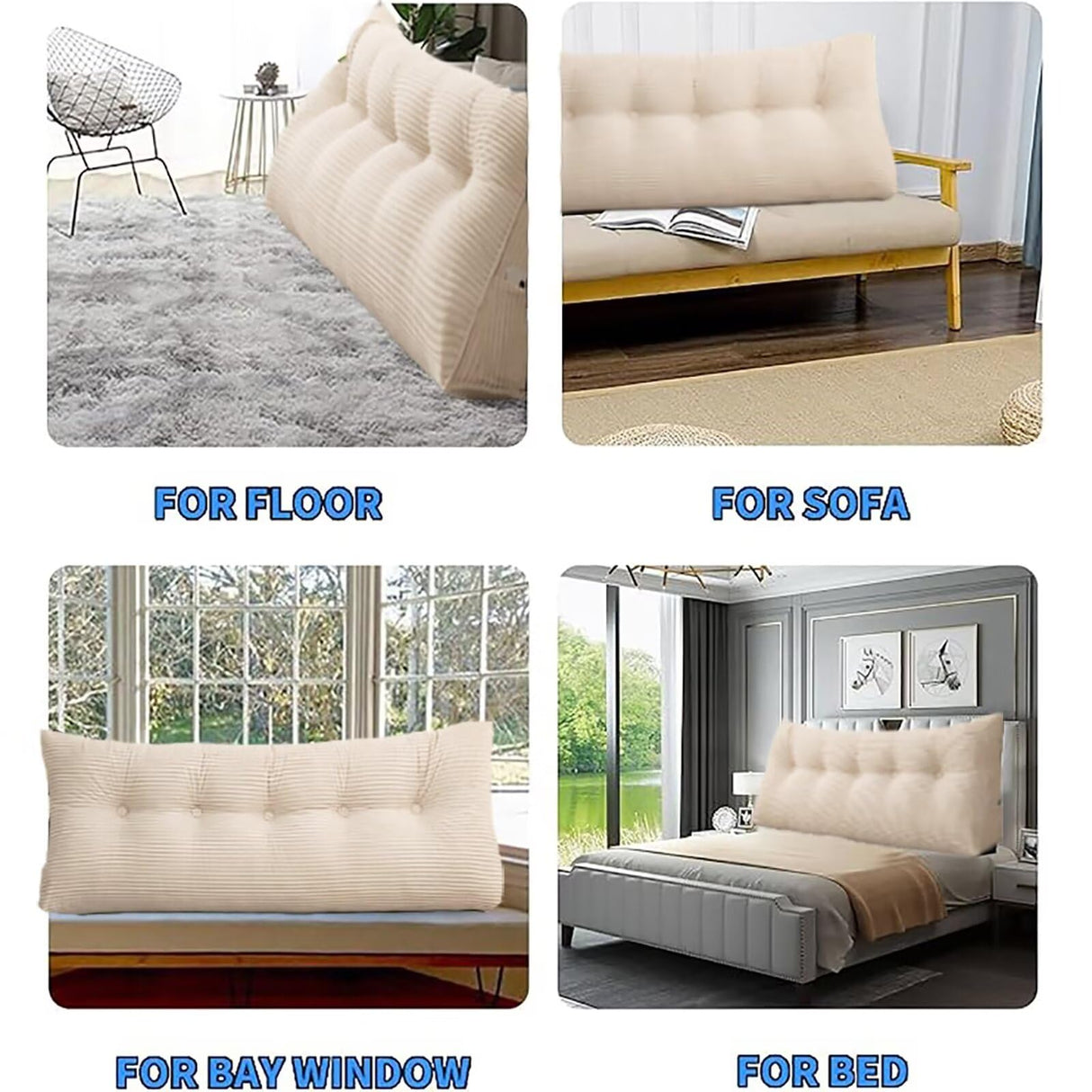 TESICA Corduroy Wedge Pillow Triangular Headboard Wedge Backrest Positioning Support Bed Rest Reading Pillows Headboard Wedge Pillows Bolster for Day Bed Bunk Bed, Navy Blue TESICA