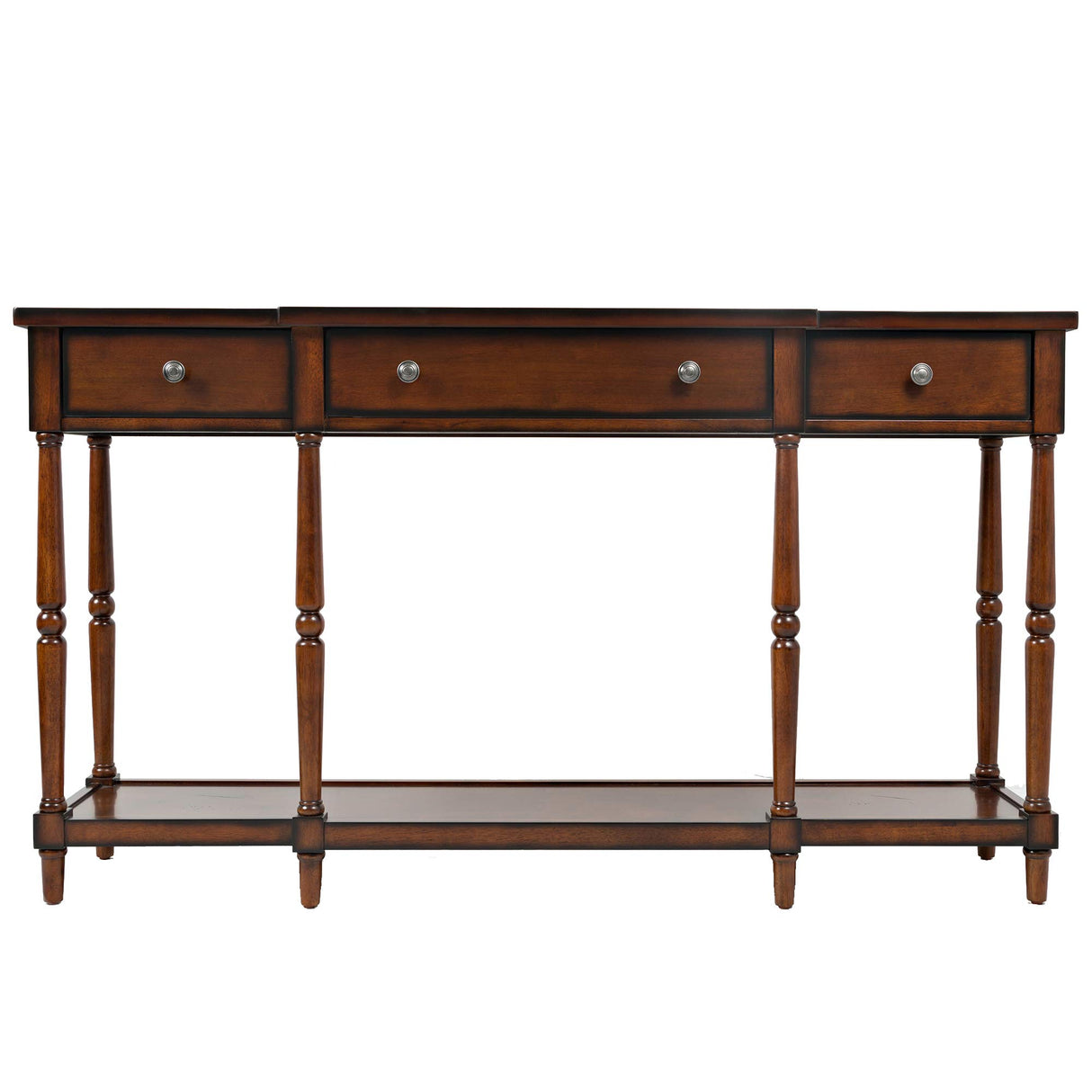 Jofran Inc. Stately Home Traditional 60" Breakfront Solid Rubberwood Console Table with Built-in Storage Drawers Jofran Inc.