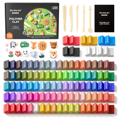 Shuttle Art 117 PCS Small Block Polymer Clay Kit, 95 Unique Colors & Extra Basic Colors, 5 Modeling Clay Tools, Non-Toxic, Non-Sticky, DIY Art Craft Gift for Kids Beginners