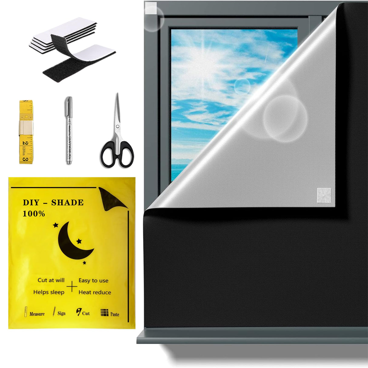 Portable Blackout Curtains - (39" x 57") 100% Windows Blackout Curtains for Bedroom, Temporary Shades & Blinds for Window, Home, Baby Room, Dorm Room, Rv, Office, Nursery, Travel Auzoe