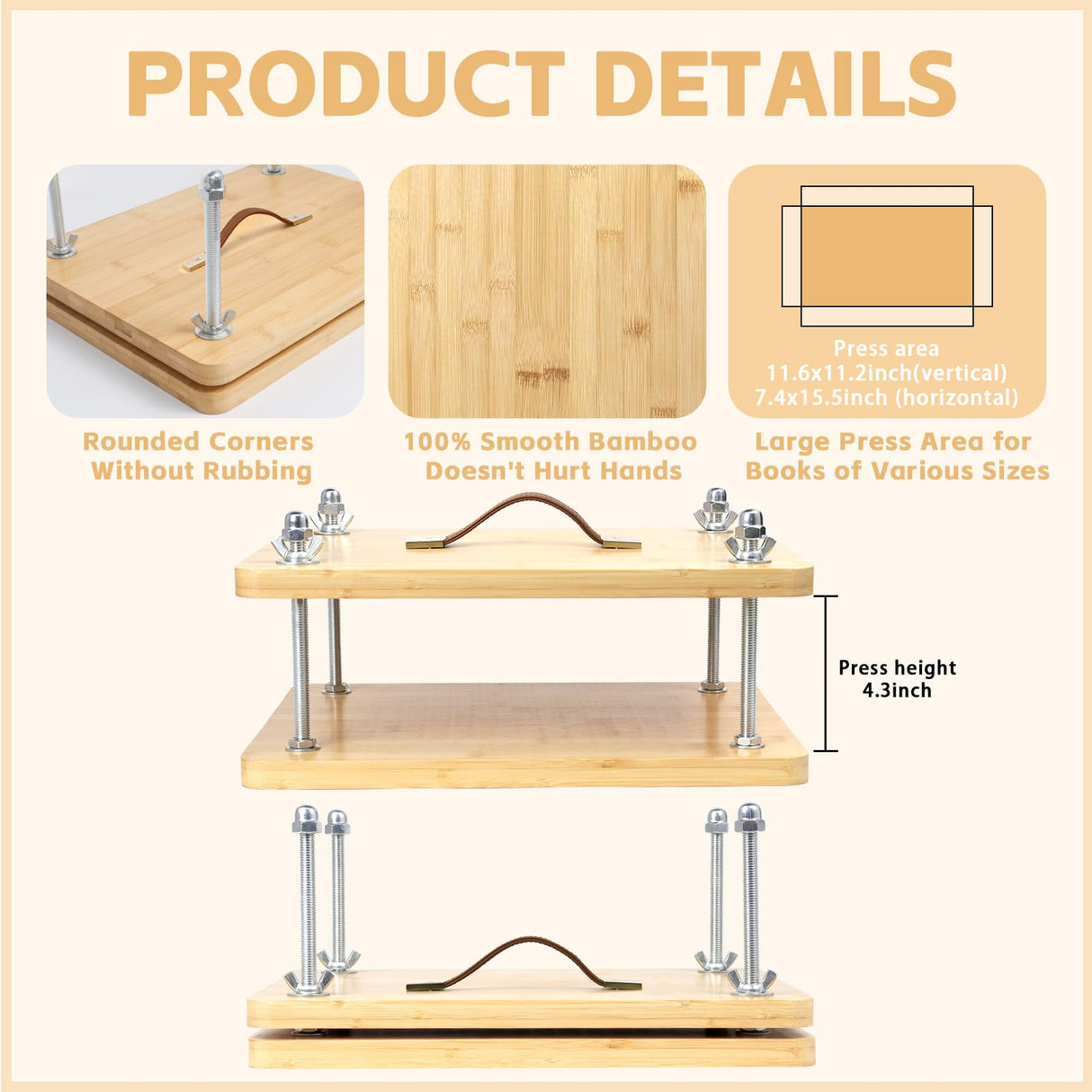 35 PCS Book Press Bookbinding Kit, 15.5" X 11.6" Large Wooden Bamboo Book Binding Tool, Portable Press Materials for Handmade DIY Flower Dezhier