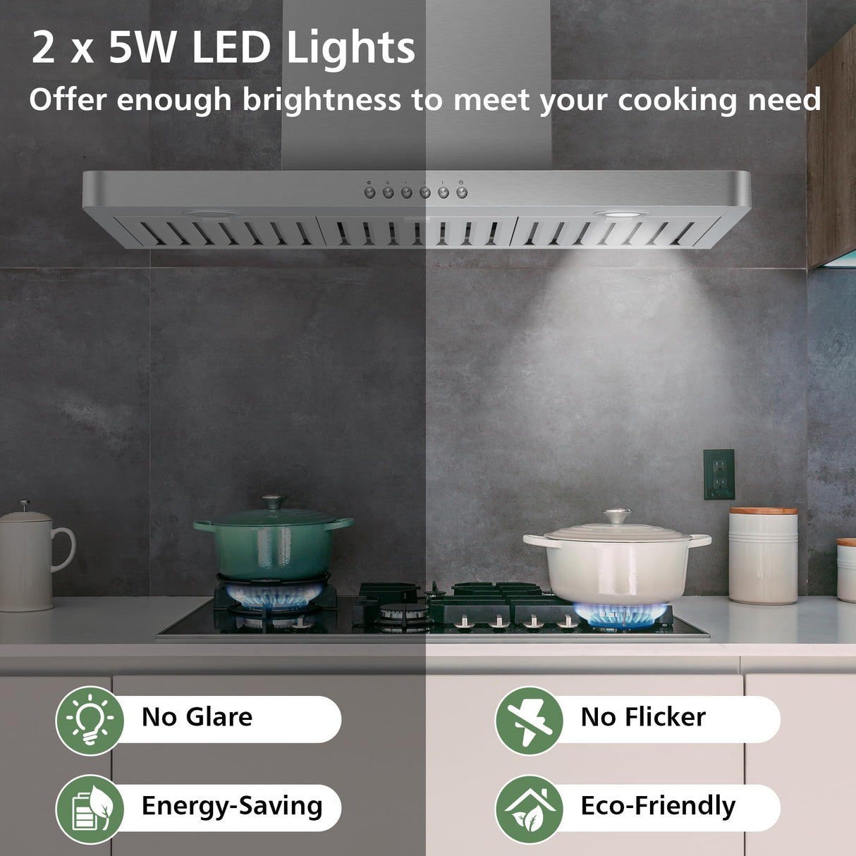 ONEEON 30" Range Hood - 900 CFM Stainless Steel Wall Mount Kitchen Exhaust with 4 Speed Fan, LED Lights, Push Button, Ultra-thin Body, Chimney Style Stove Vent Hood & Ducted Exhaust Vent ONEEON