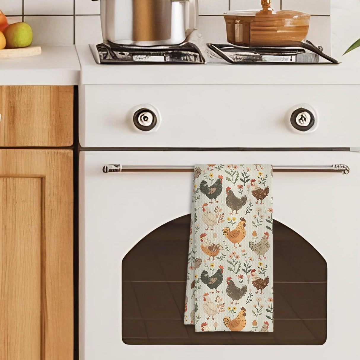 HUGANE Farmhouse Chicken Rooster Kitchen Towels, Chicken Dish Towels, Rooster Decor Hand Towel for Bathroom Kitchen Decor, Cock Mom Lady Gifts, 16x24 Inch HUGANE