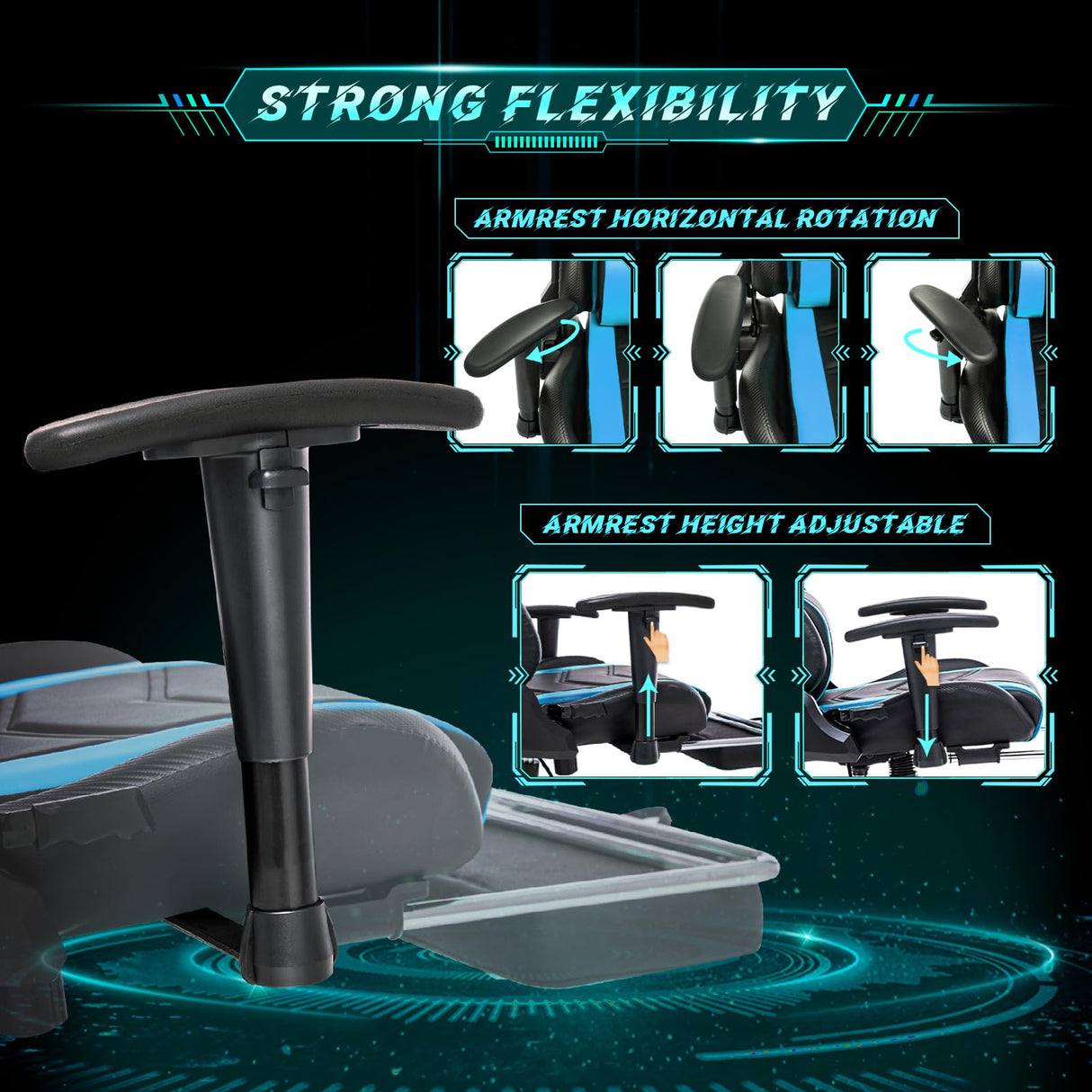 AA Products Gaming Chair Ergonomic High Back Computer Racing Chair Adjustable Office Chair with Footrest, Lumbar Support Swivel Chair - Upgraded Version BlackBlue AA Products Inc.