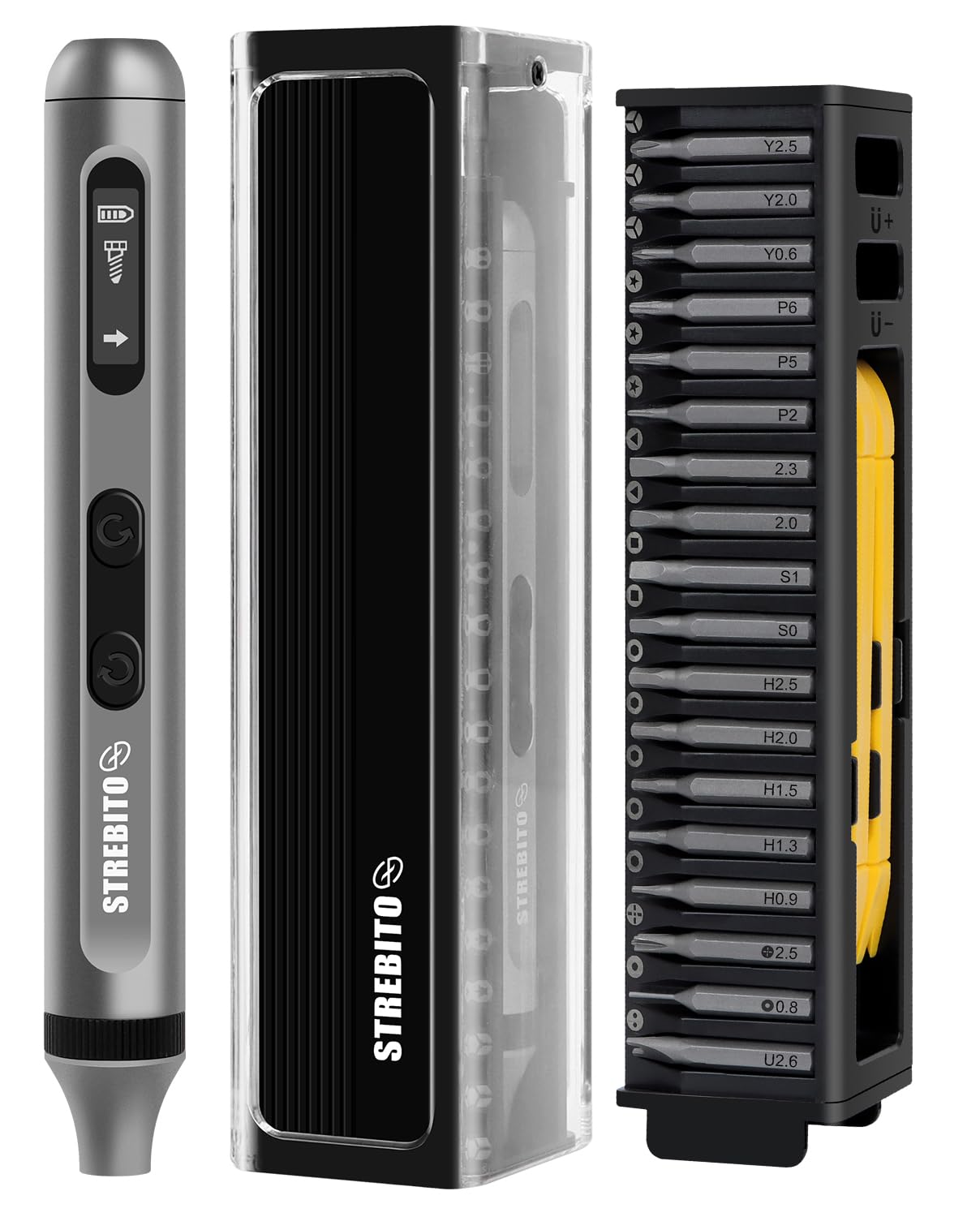STREBITO 3.7V Mini Electric Screwdriver, 42-in-1 Precision Electric Screwdriver Kit, 36 S2 Magnetic Bits, Mini Power Screwdriver with Display, Electric Screwdriver Cordless for Electronic Laptop Phone STREBITO